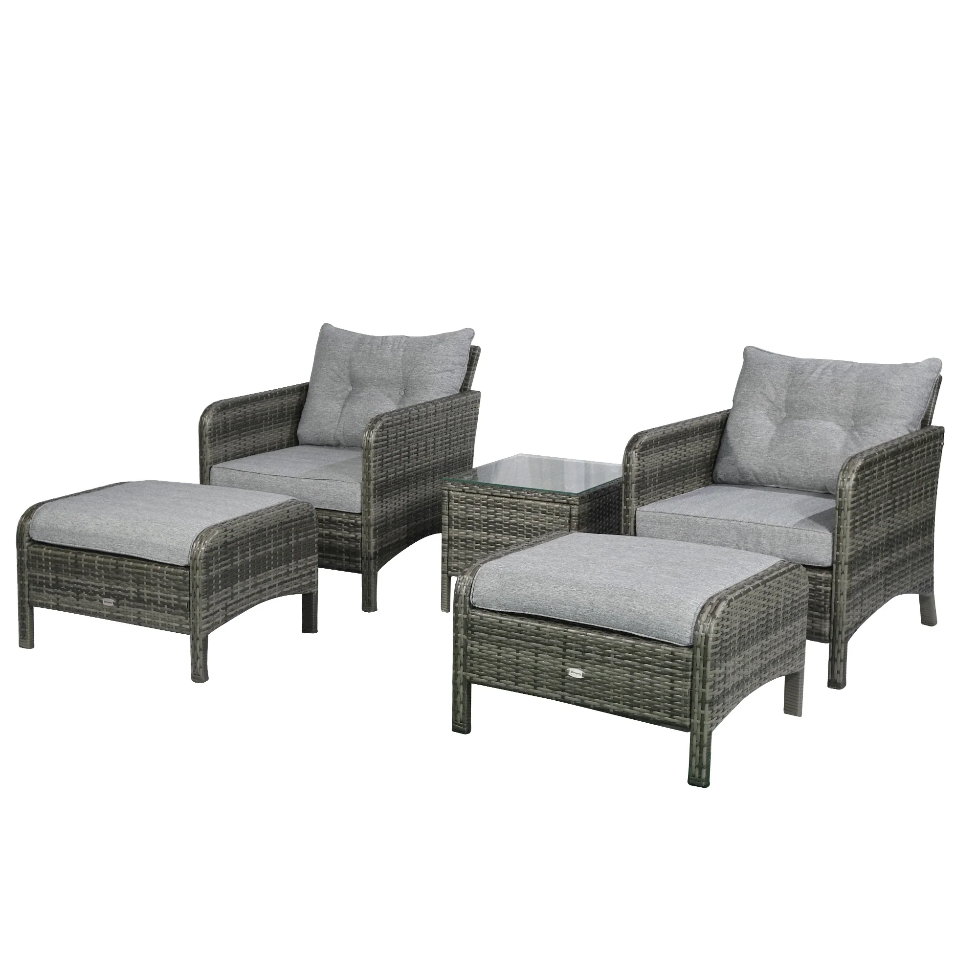 5-Piece Wicker Patio Sofa Set, Thick Padded Cushions, Light Grey - Image 7