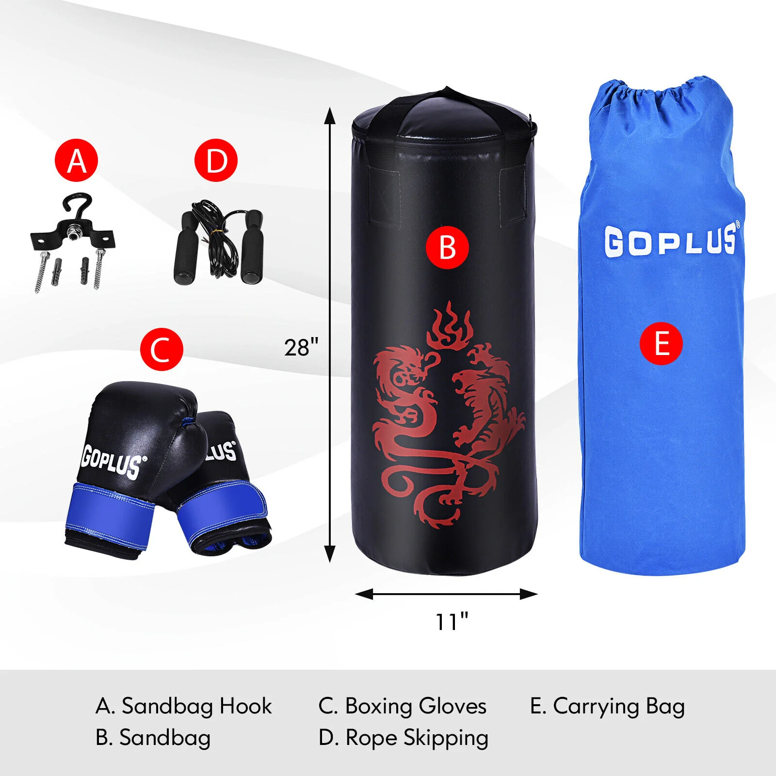 5 Pieces 40Lbs Boxing Set, Jump Rope, Gloves, Black - Image 6