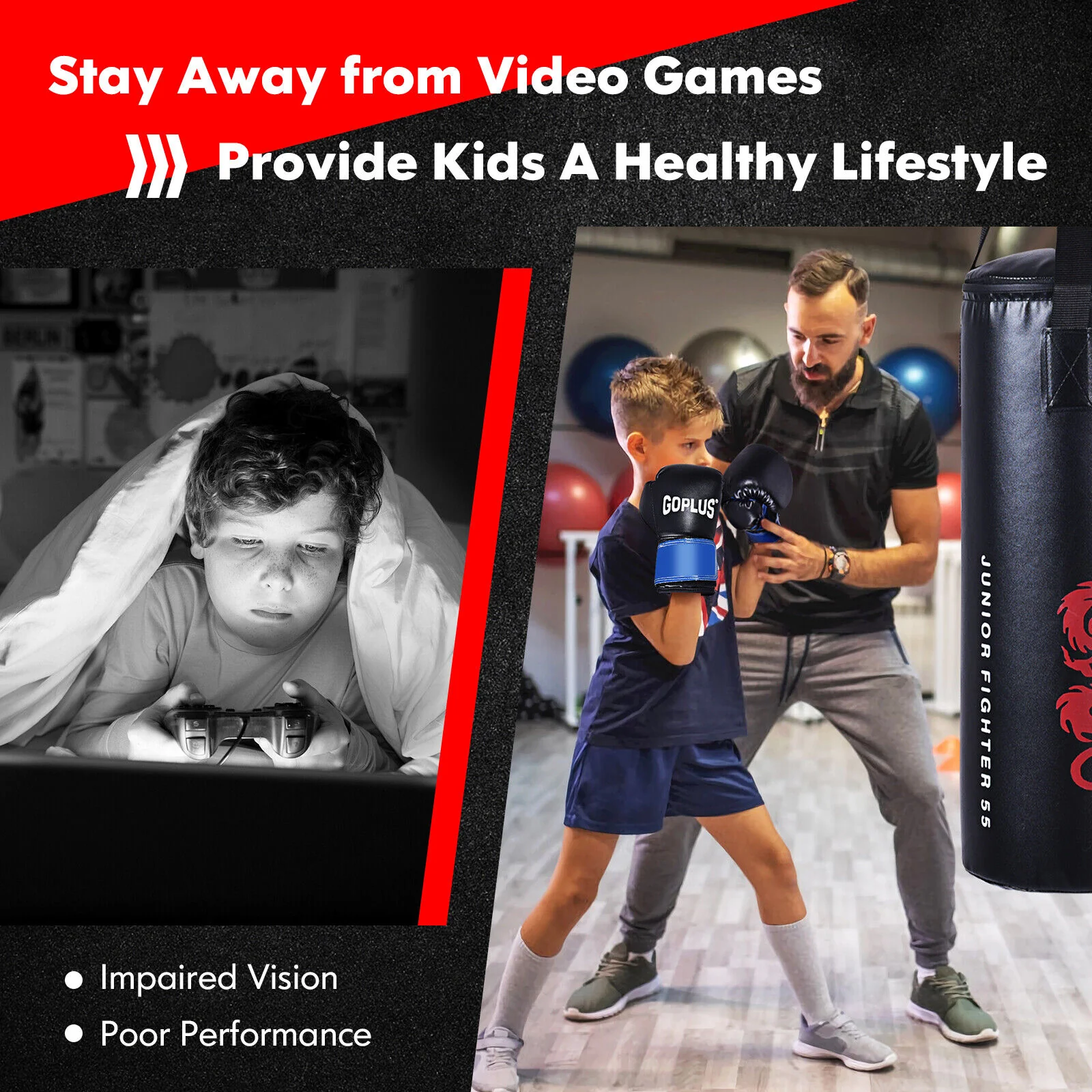 5 Pieces 40Lbs Boxing Set, Jump Rope, Gloves, Black - Image 8