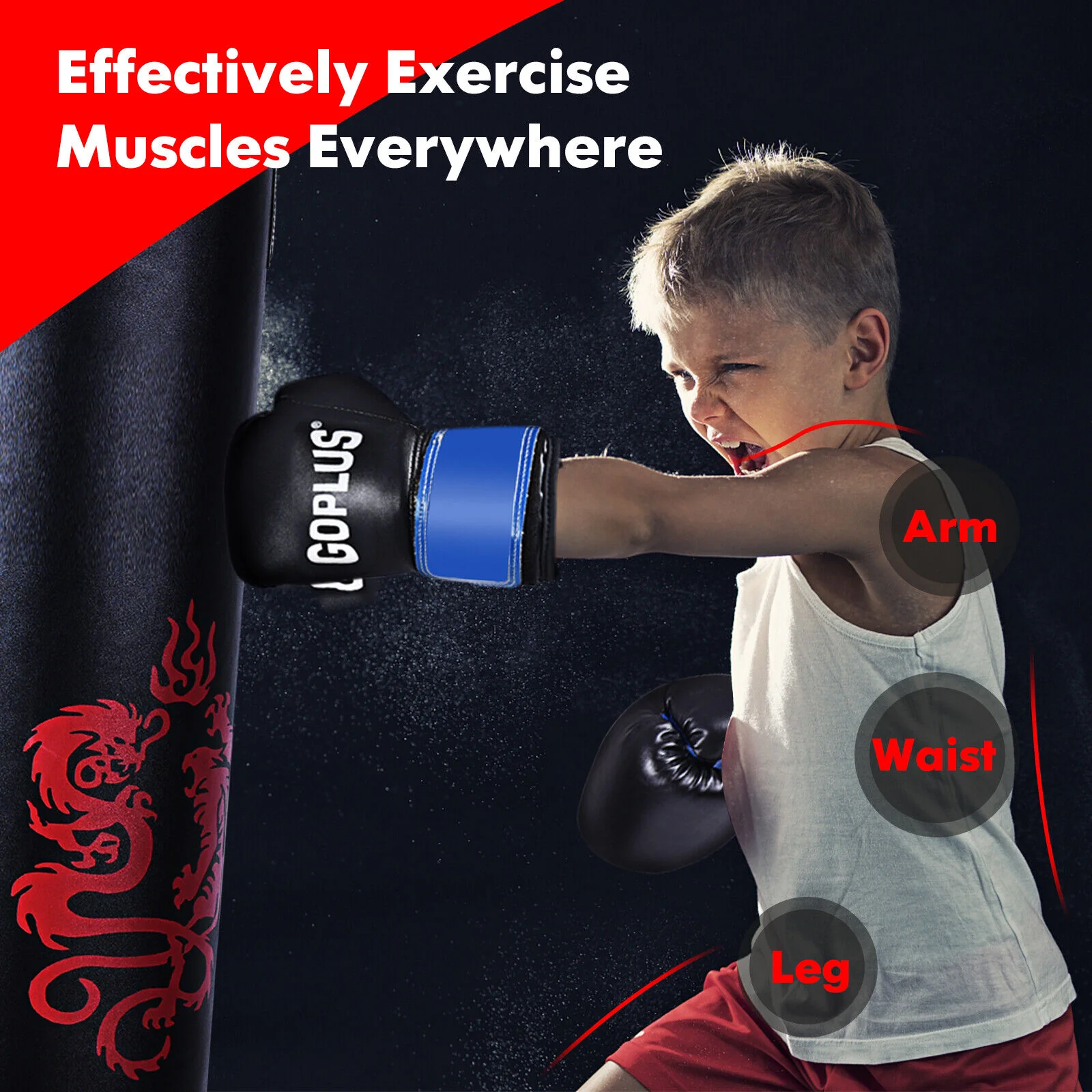 5 Pieces 40Lbs Boxing Set, Jump Rope, Gloves, Black - Image 9