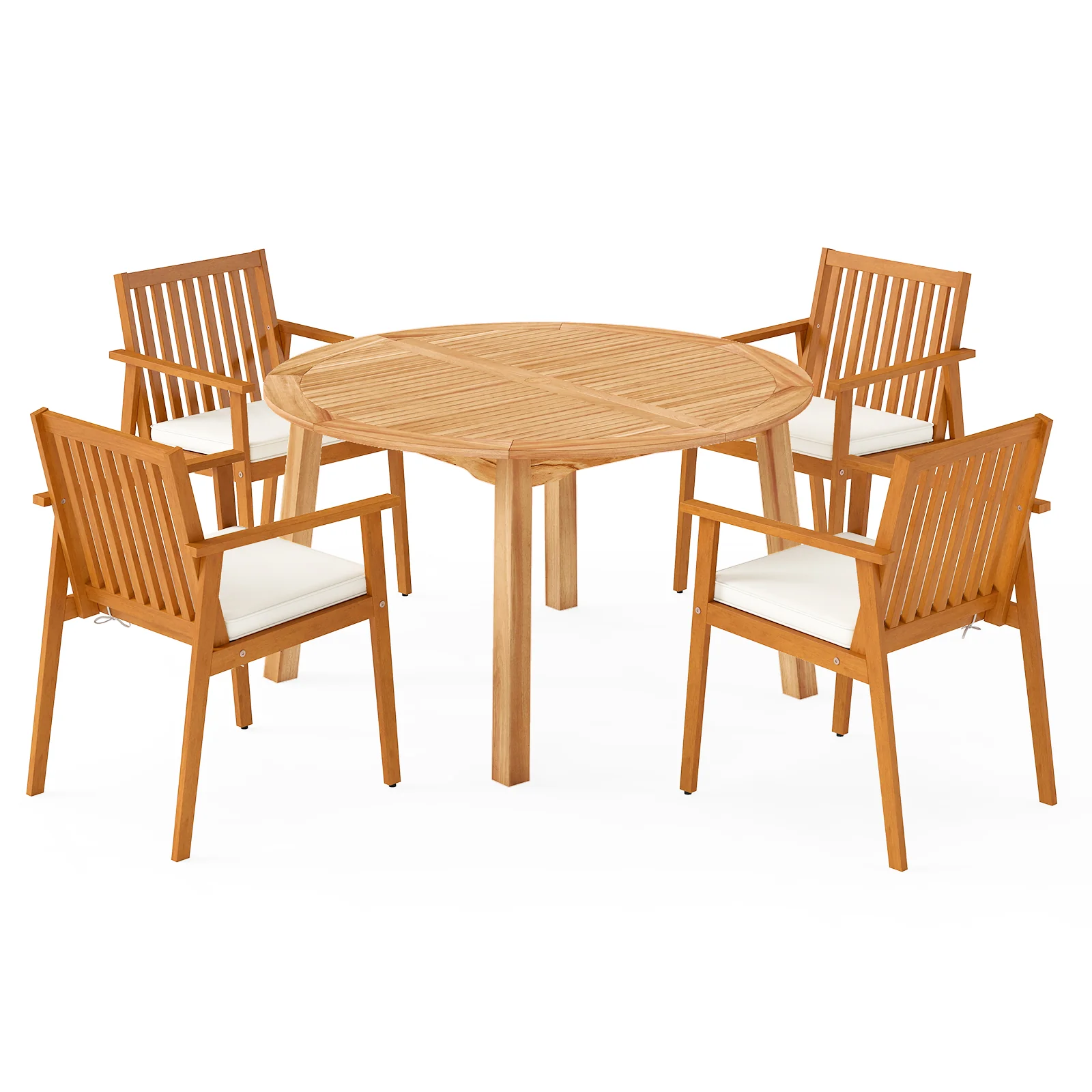 5 Pieces Acacia Wood Patio Dining Set with Umbrella Hole - Image 4