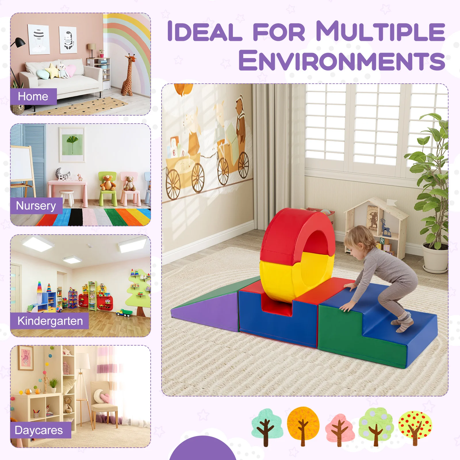 5 Pieces Kids Climbing Toys with PU Leather Cover, Multicolor - Image 10