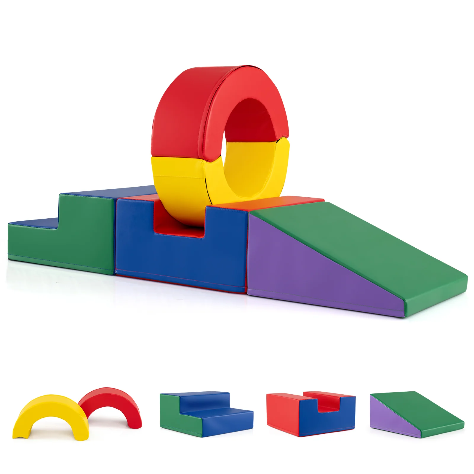 5 Pieces Kids Climbing Toys with PU Leather Cover, Multicolor - Image 4