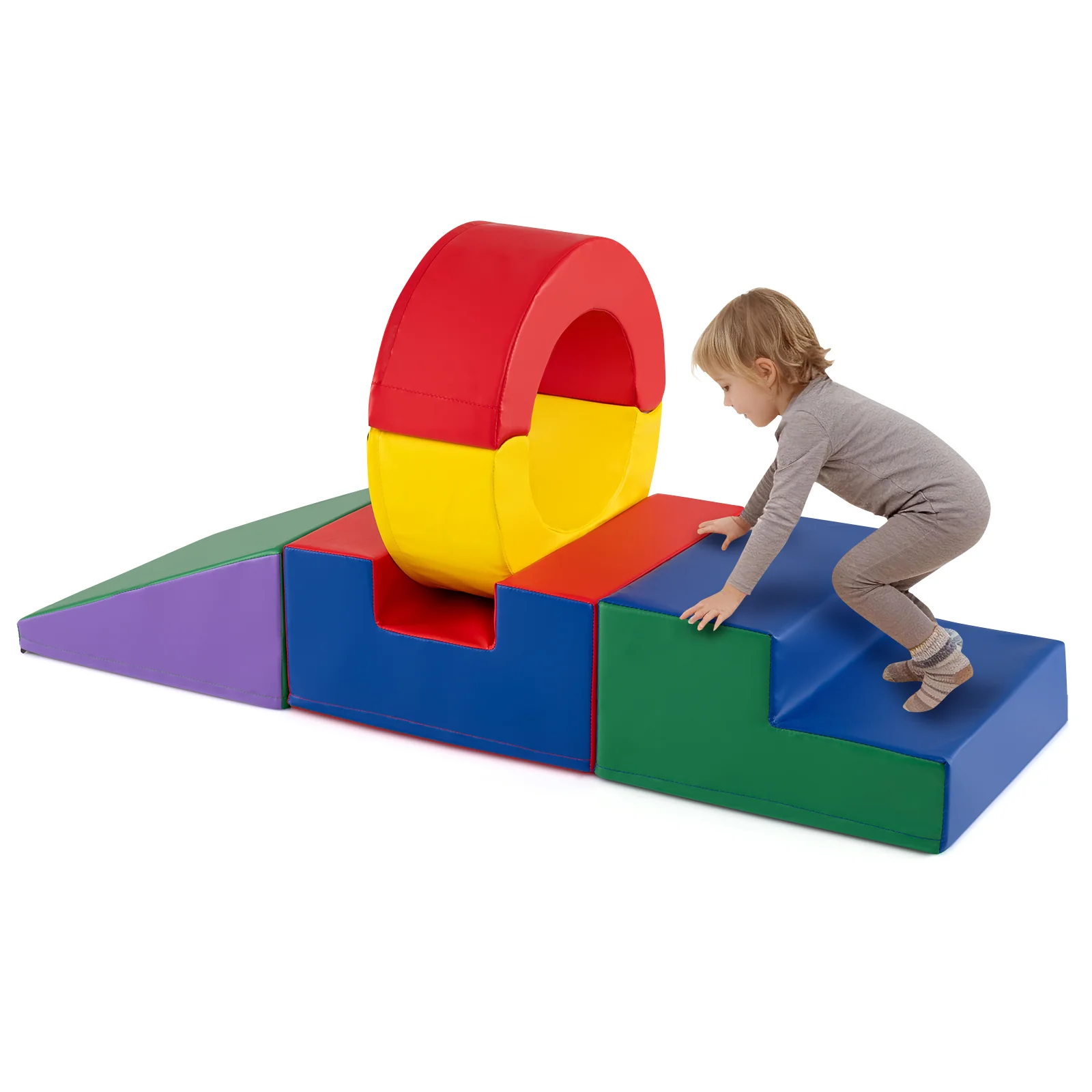 5 Pieces Kids Climbing Toys with PU Leather Cover, Multicolor - Image 5