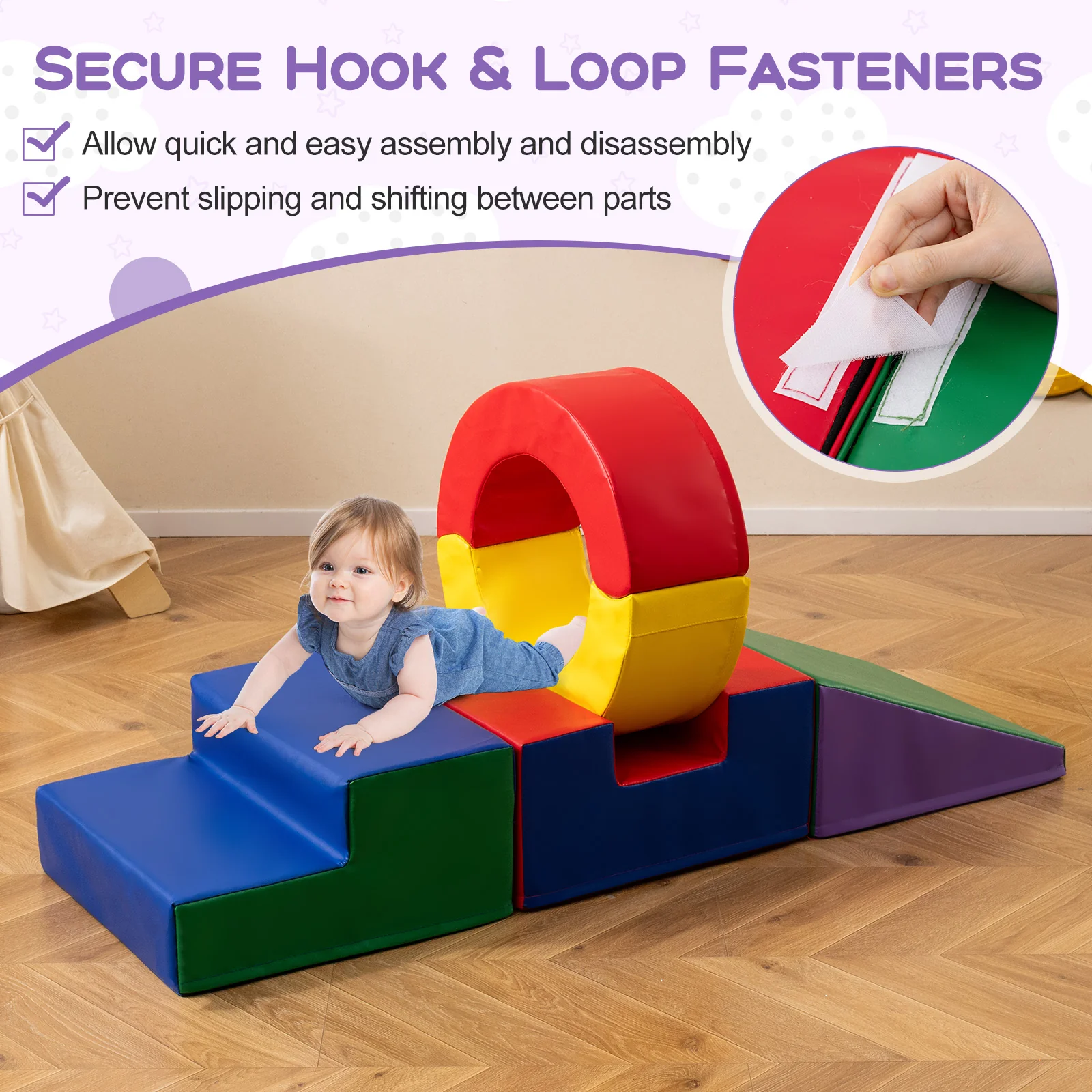 5 Pieces Kids Climbing Toys with PU Leather Cover, Multicolor - Image 8