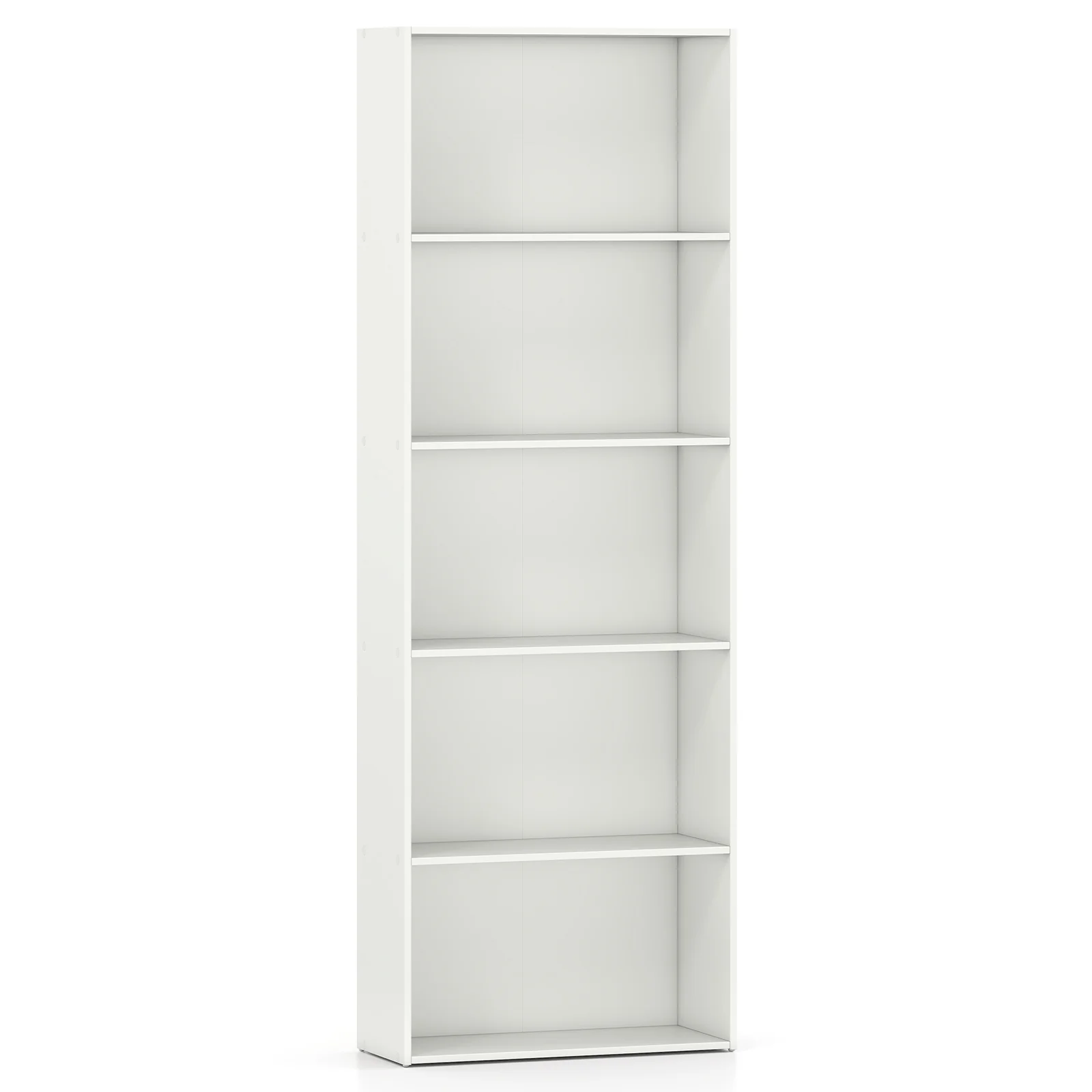 5-Shelf Storage Bookcase, Modern Display Cabinet, White - Image 4