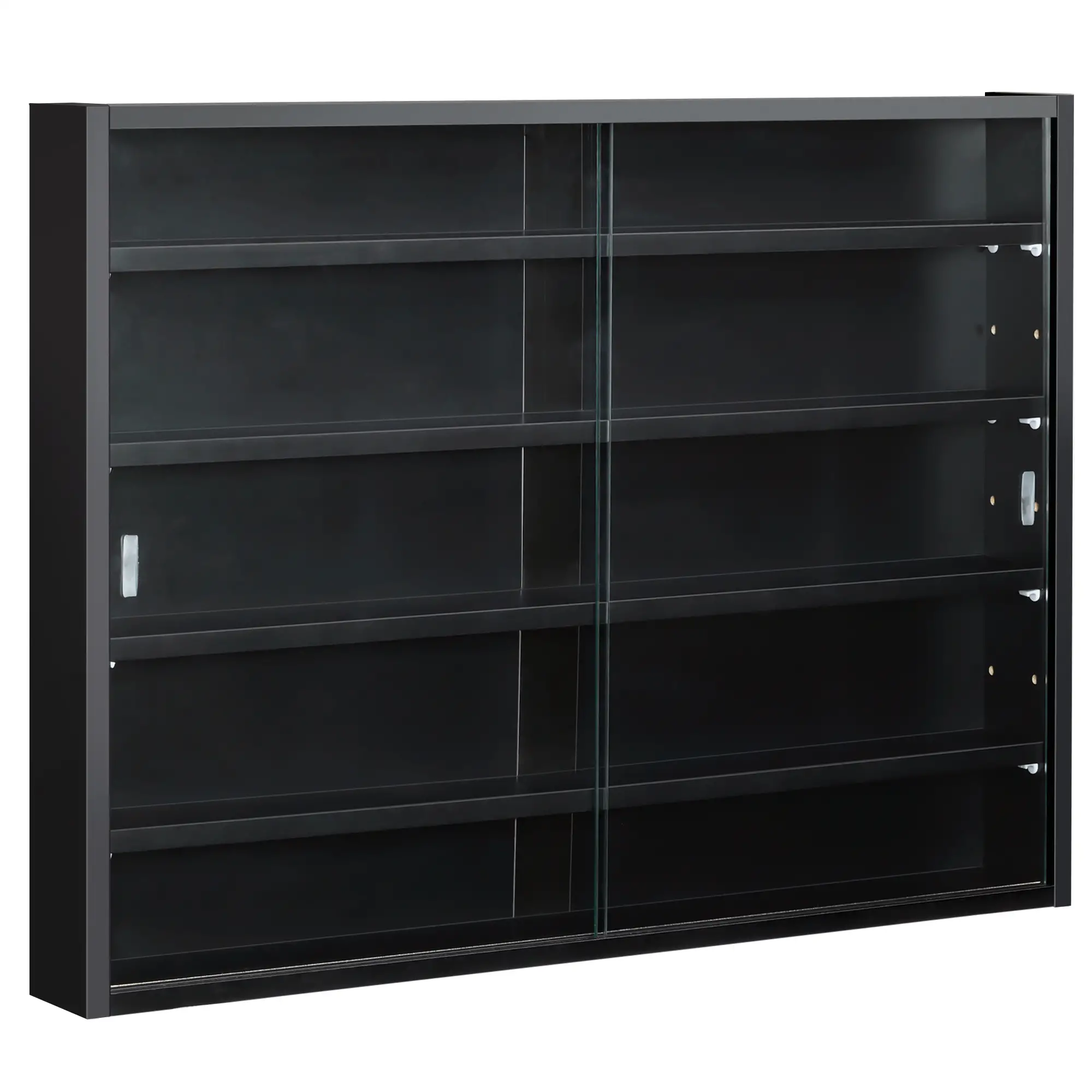 5-Tier Display Cabinet, Shot Glass Display Case, Glass Curio Cabinet with 2 Glass Doors and 4 Adjustable Shelves, Black
