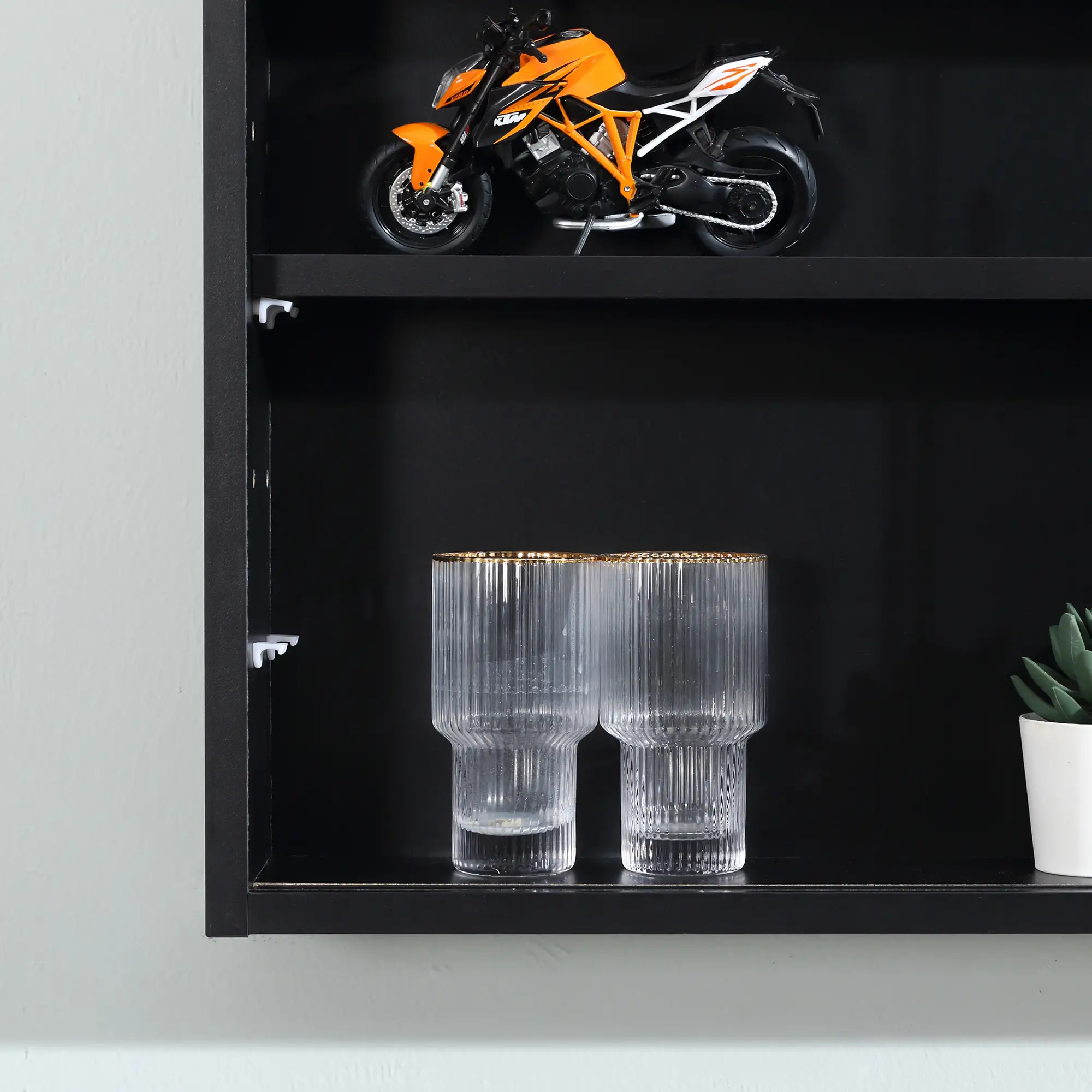 5-Tier Display Cabinet, Shot Glass Display Case, Glass Curio Cabinet with 2 Glass Doors and 4 Adjustable Shelves, Black - Image 9
