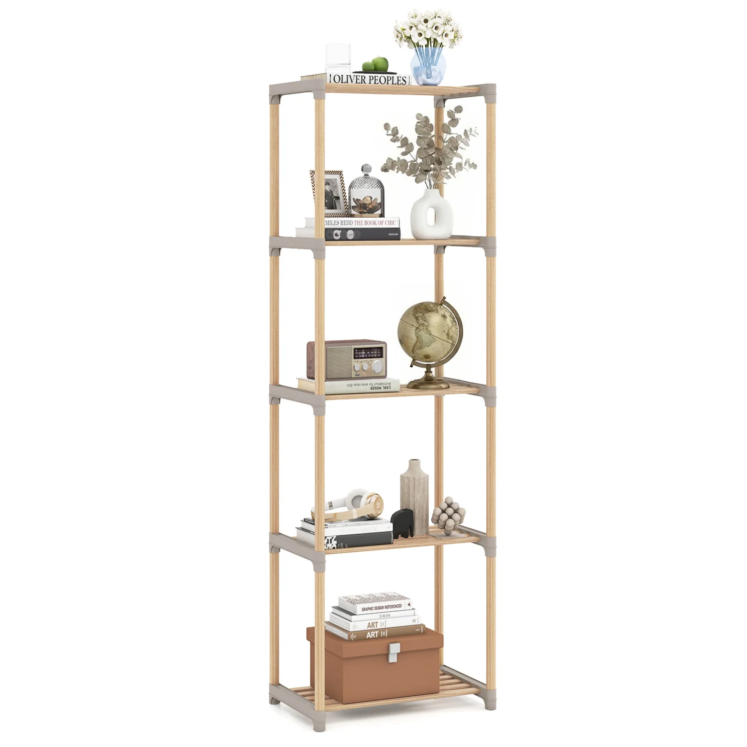 5-Tier Bookshelf With Open Shelves, Home Office And Bathroom - Image 4