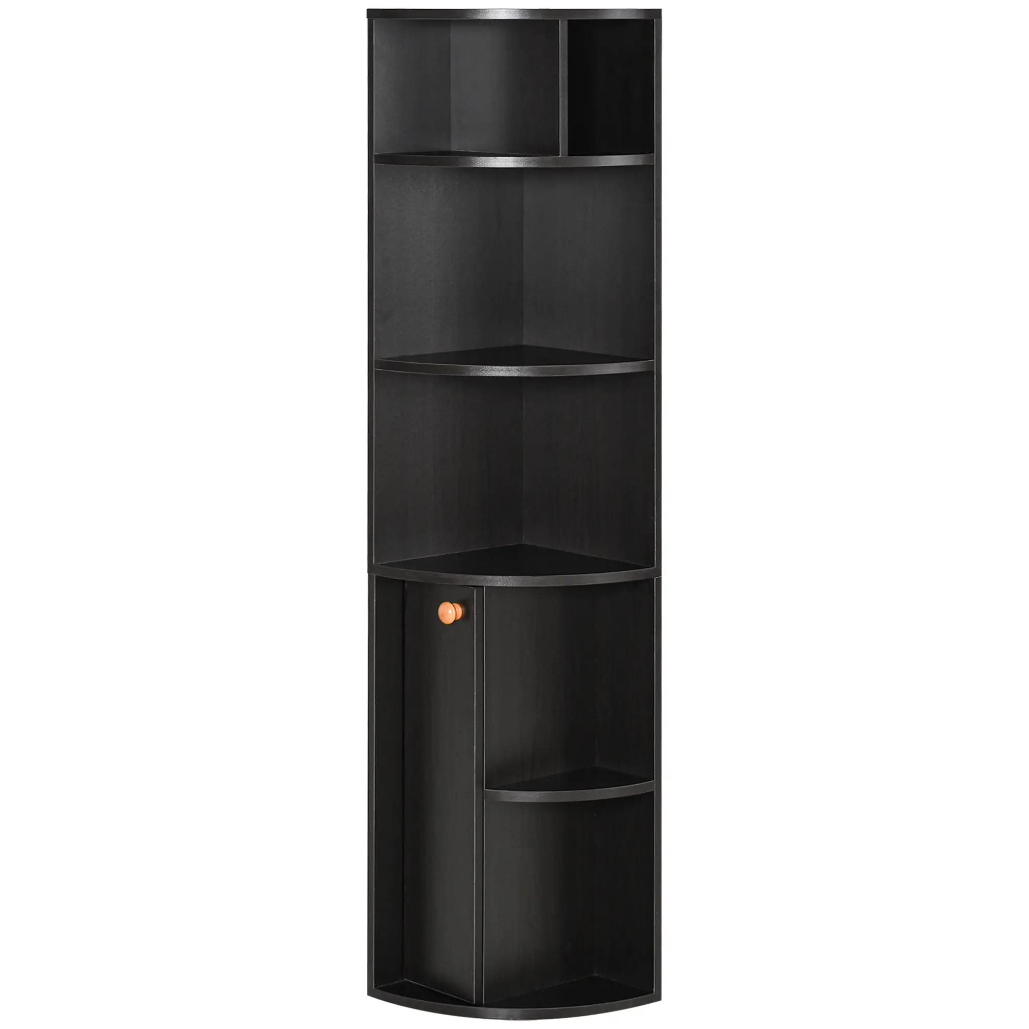 5-Tier Corner Bookcase, Storage Bookshelf, Open Compartments, Cabinet, Black