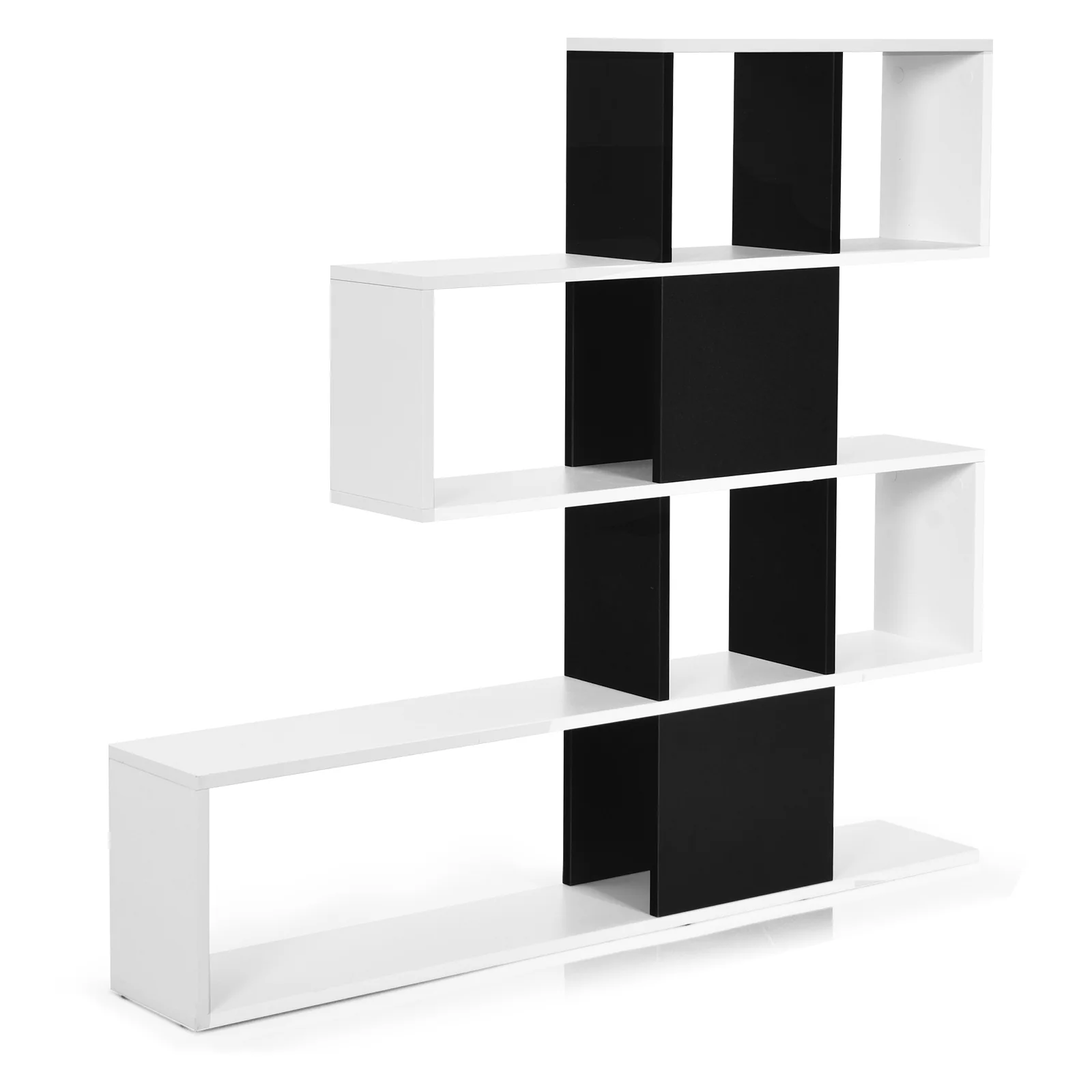 5-Tier Corner Ladder Bookcase With Storage Rack, White, Black