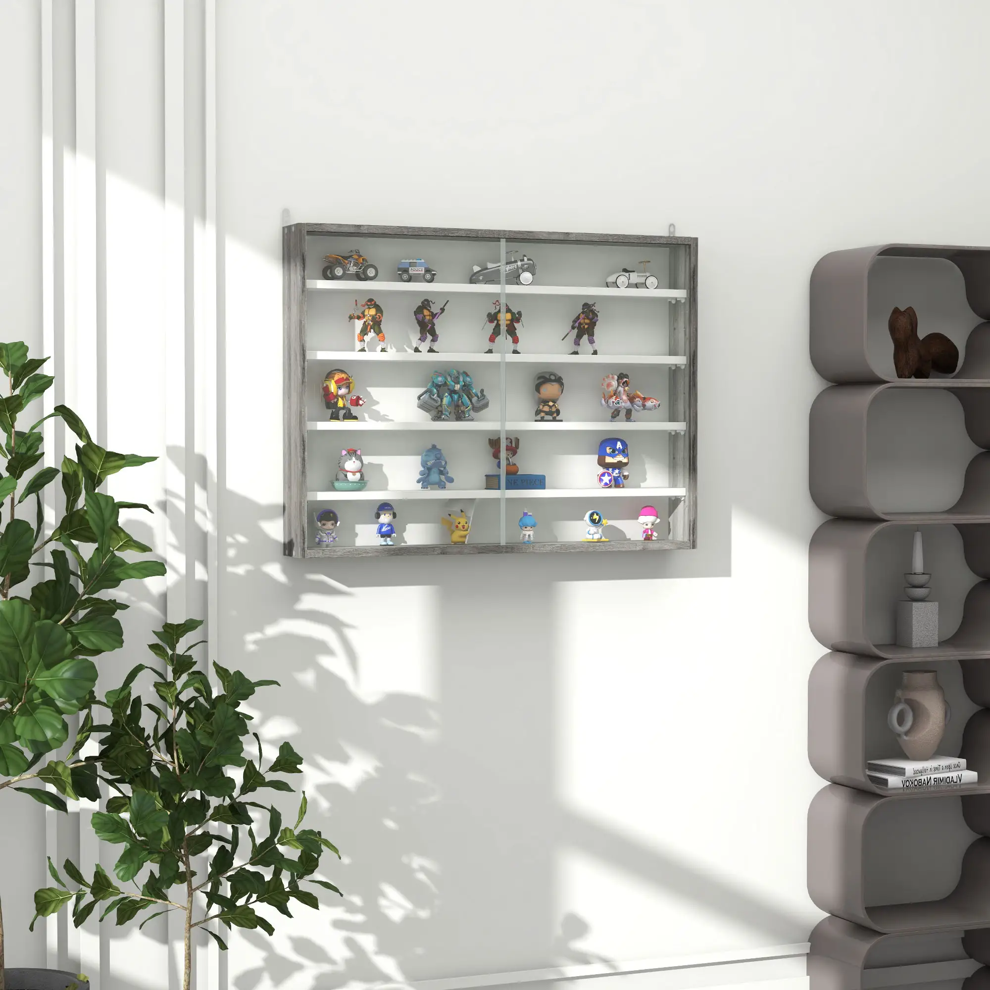 5-Tier Display Cabinet, Glass Curio Cabinet, White - Image 2