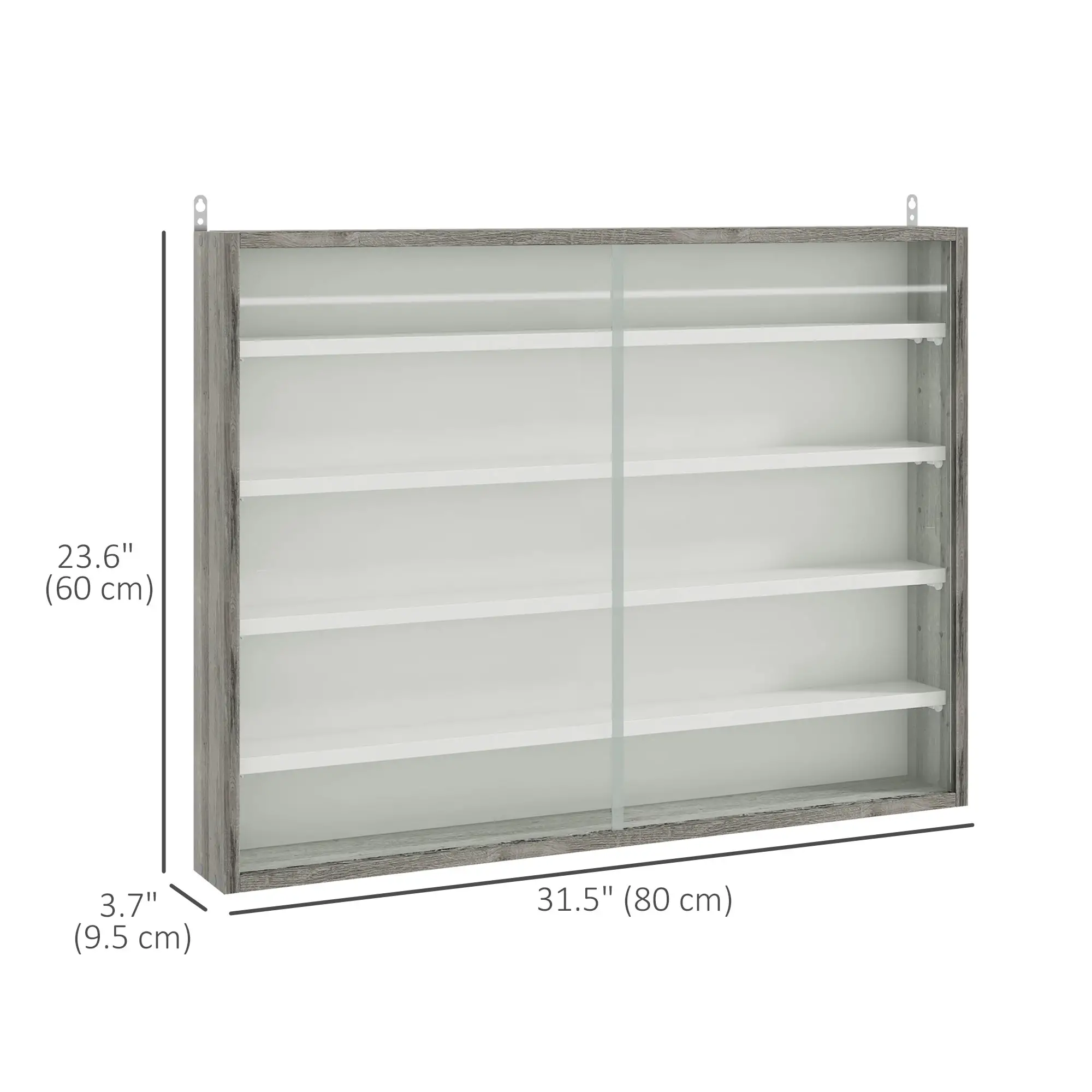 5-Tier Display Cabinet, Glass Curio Cabinet, White - Image 3
