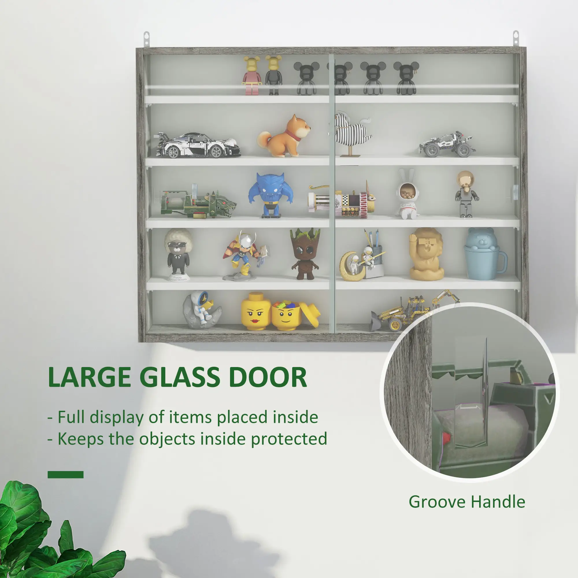 5-Tier Display Cabinet, Glass Curio Cabinet, White - Image 5
