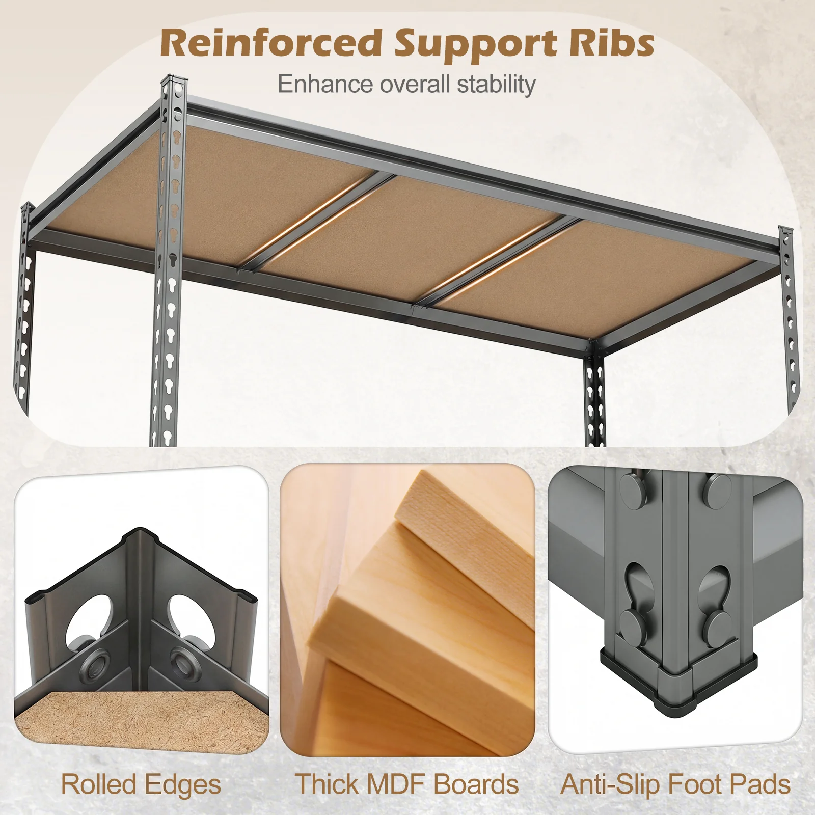 5-Tier Garage Shelving, 2200 Lbs Capacity, Adjustable Metal Rack - Image 9