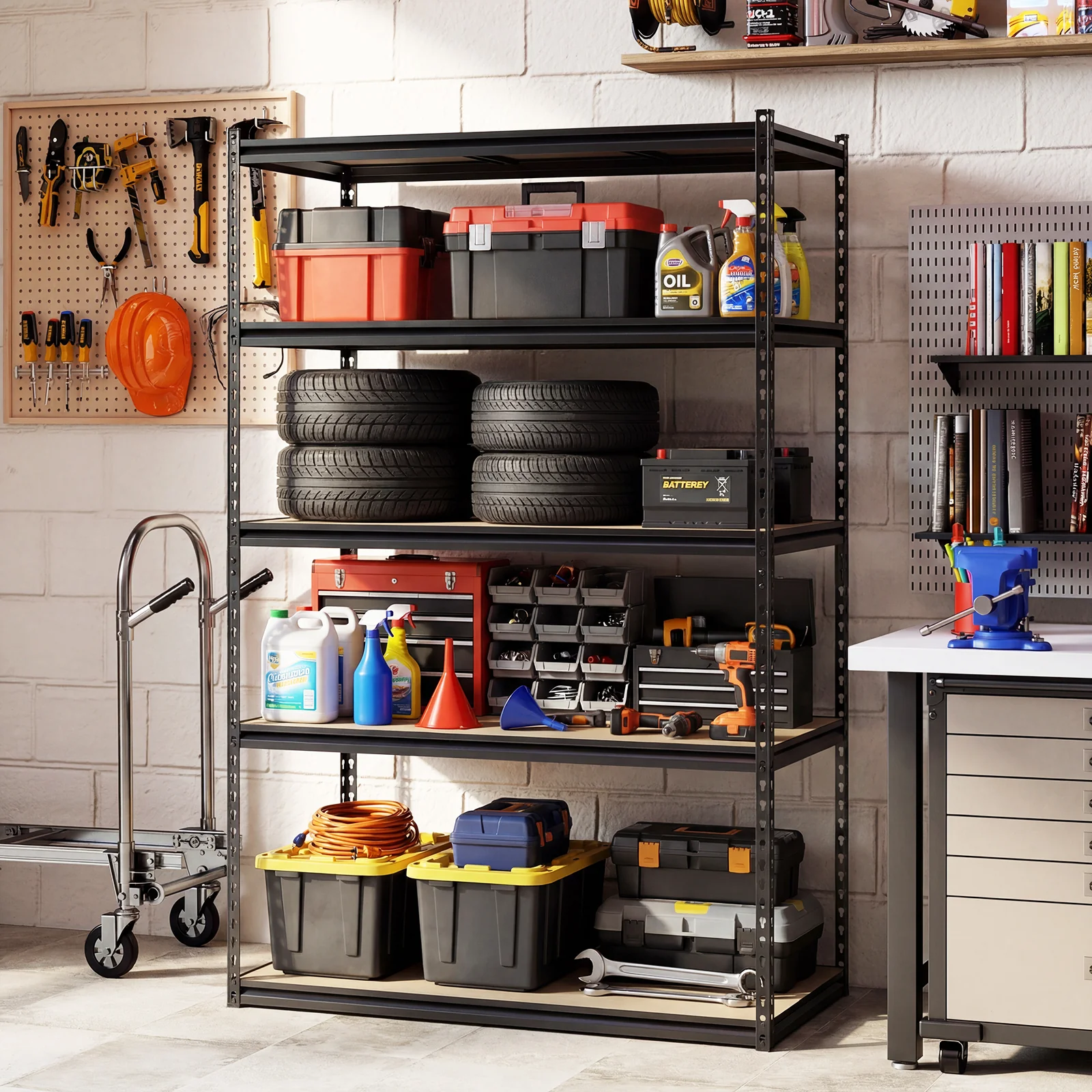 5-Tier Garage Shelving, 2200 LBS Heavy Duty Adjustable Utility Rack - Image 2