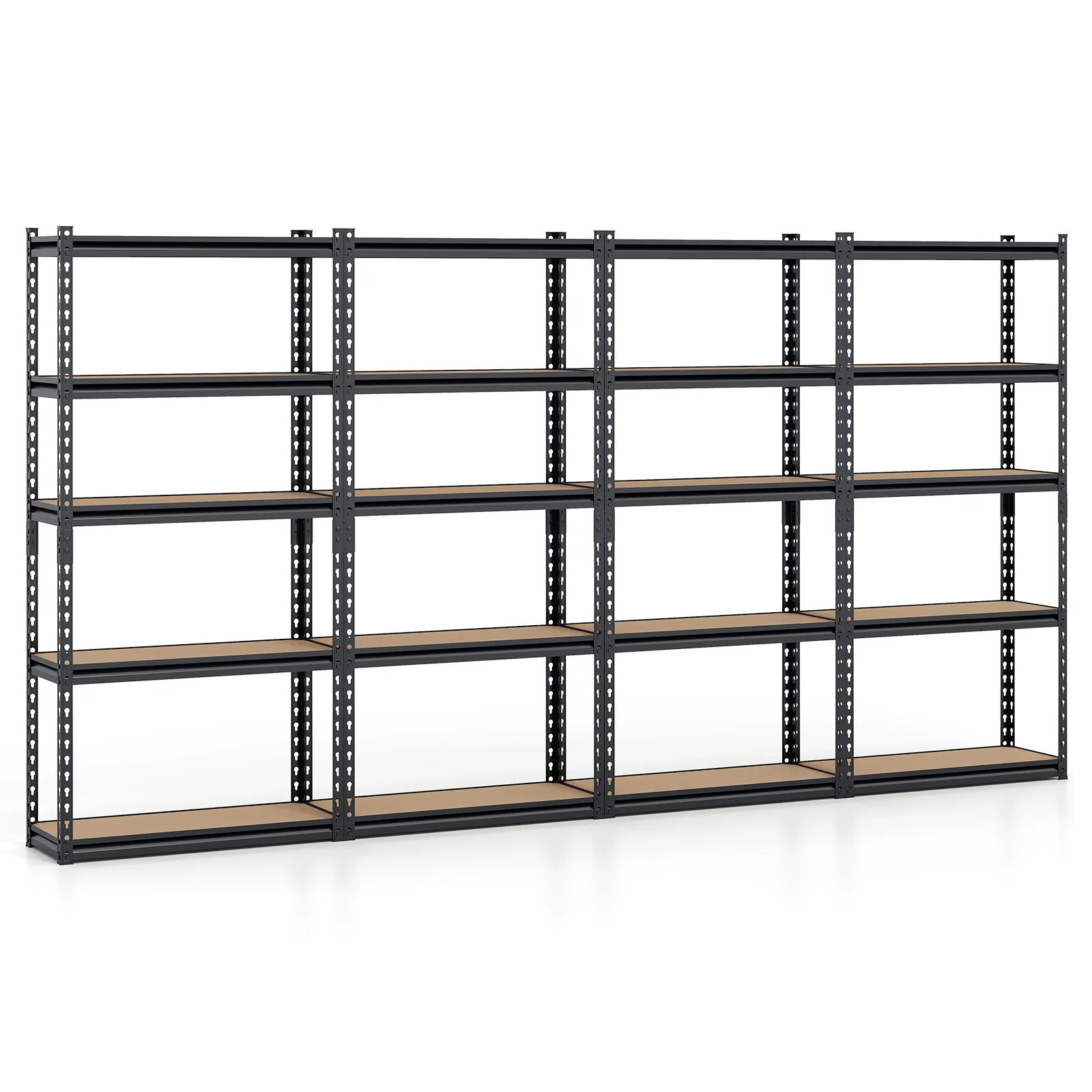 5-Tier Garage Shelving Unit, 2200 Lbs Heavy Duty, Set Of 4, Black