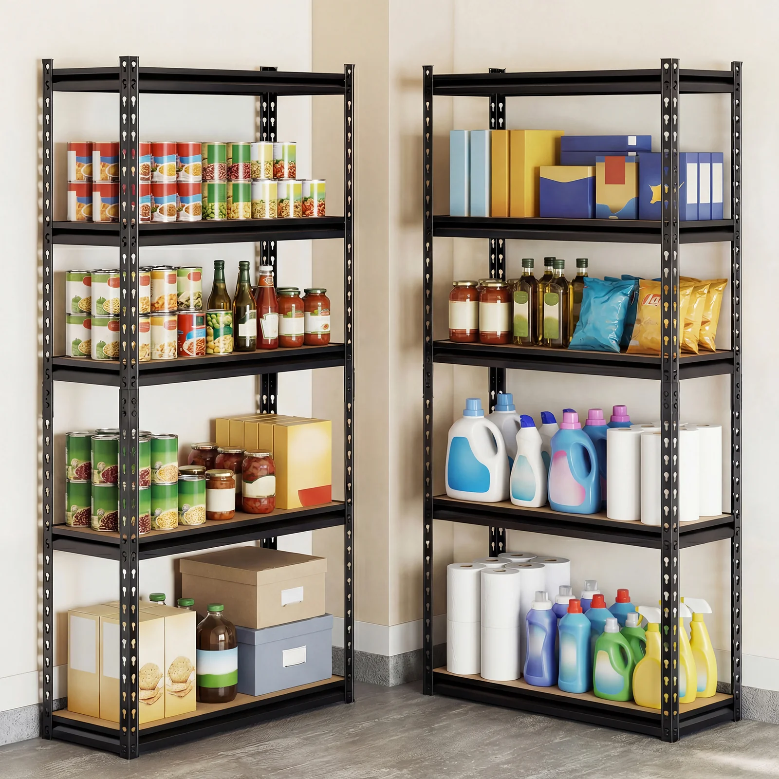 5-Tier Garage Shelving Unit, 2200 Lbs Heavy Duty, Set Of 4, Black - Image 3