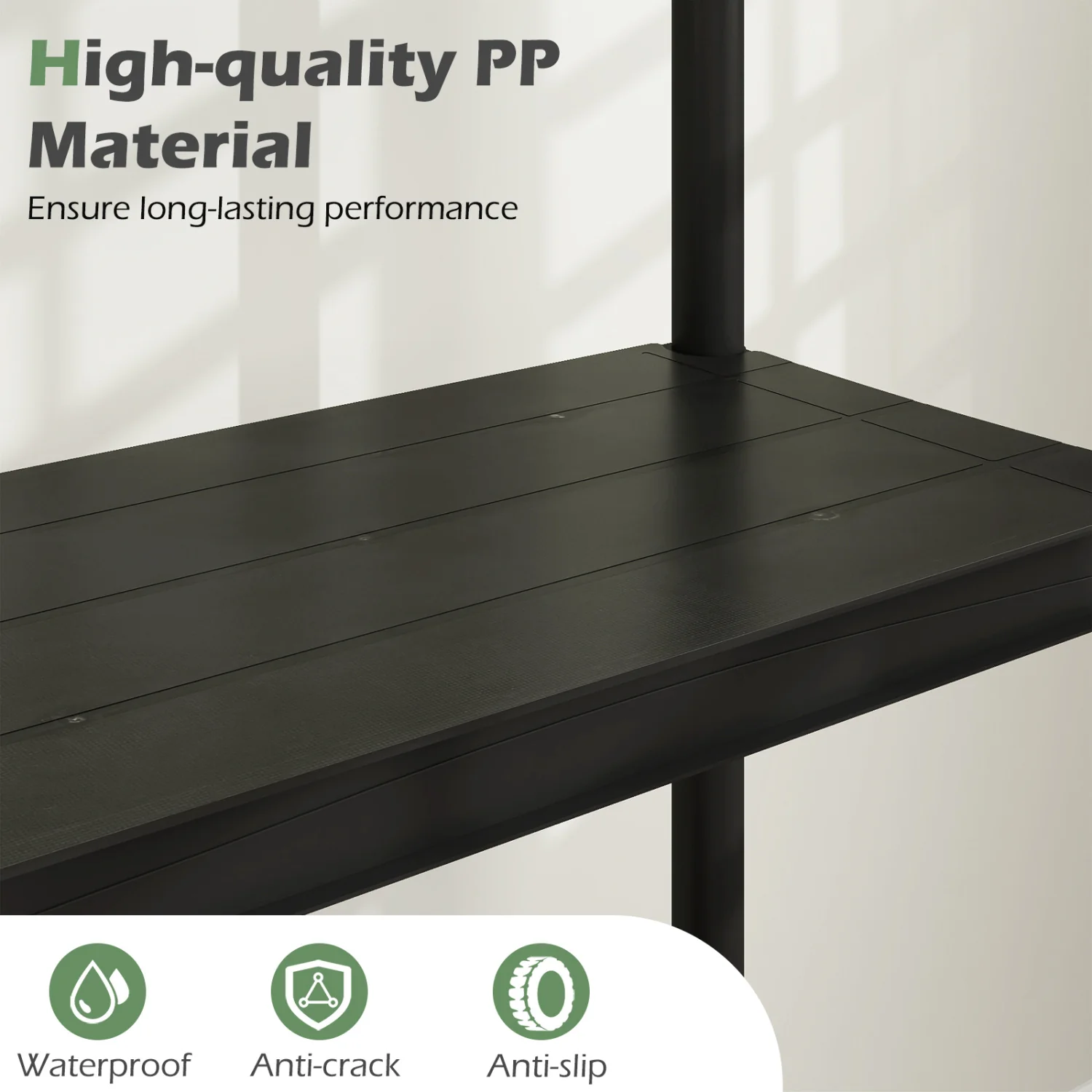 5-Tier Heavy-Duty Plastic Storage Shelves, Black - Image 6