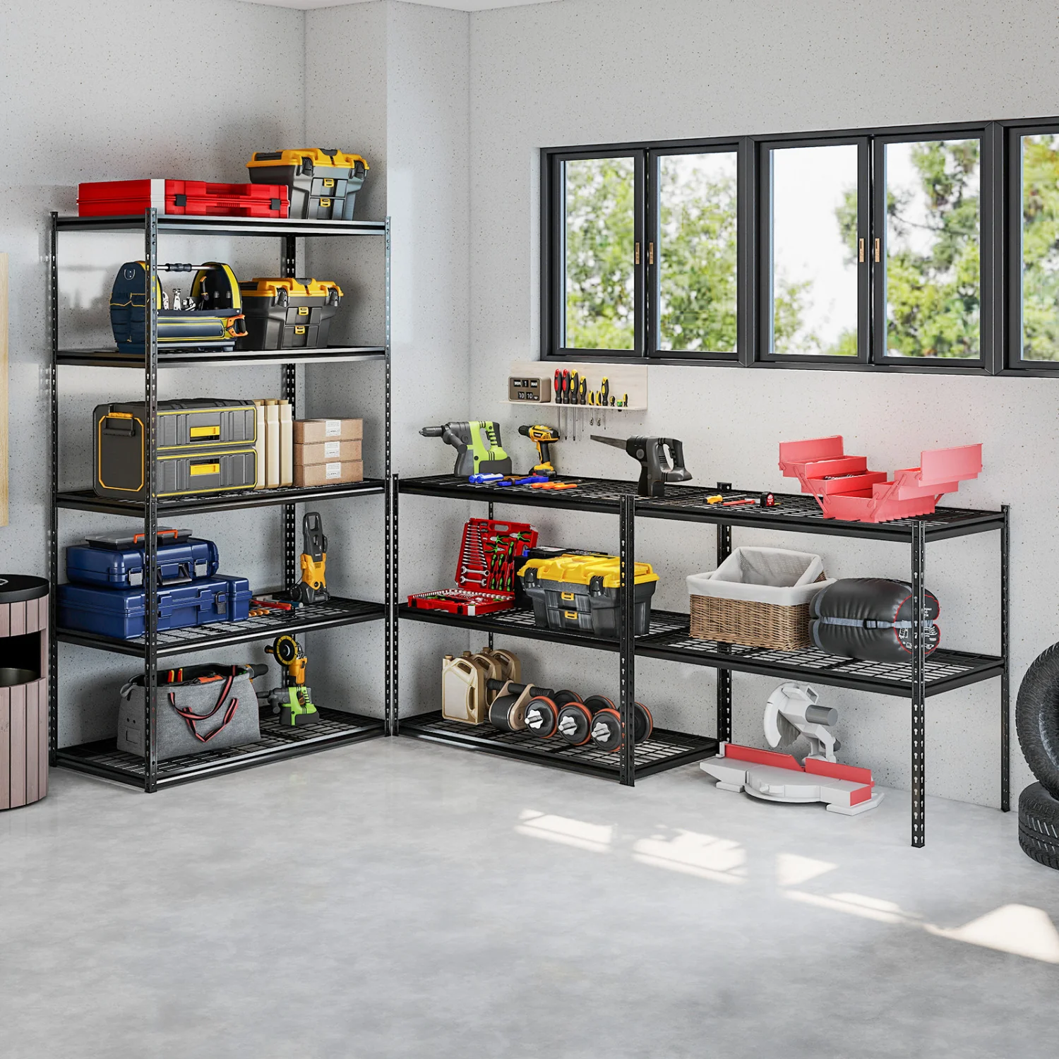 5-Tier Metal Shelving Unit, 2000Lbs Capacity, Black - Image 5