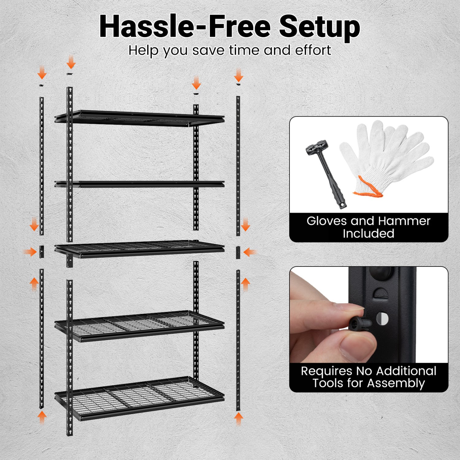5-Tier Metal Shelving Unit, 2000Lbs Capacity, Black - Image 9
