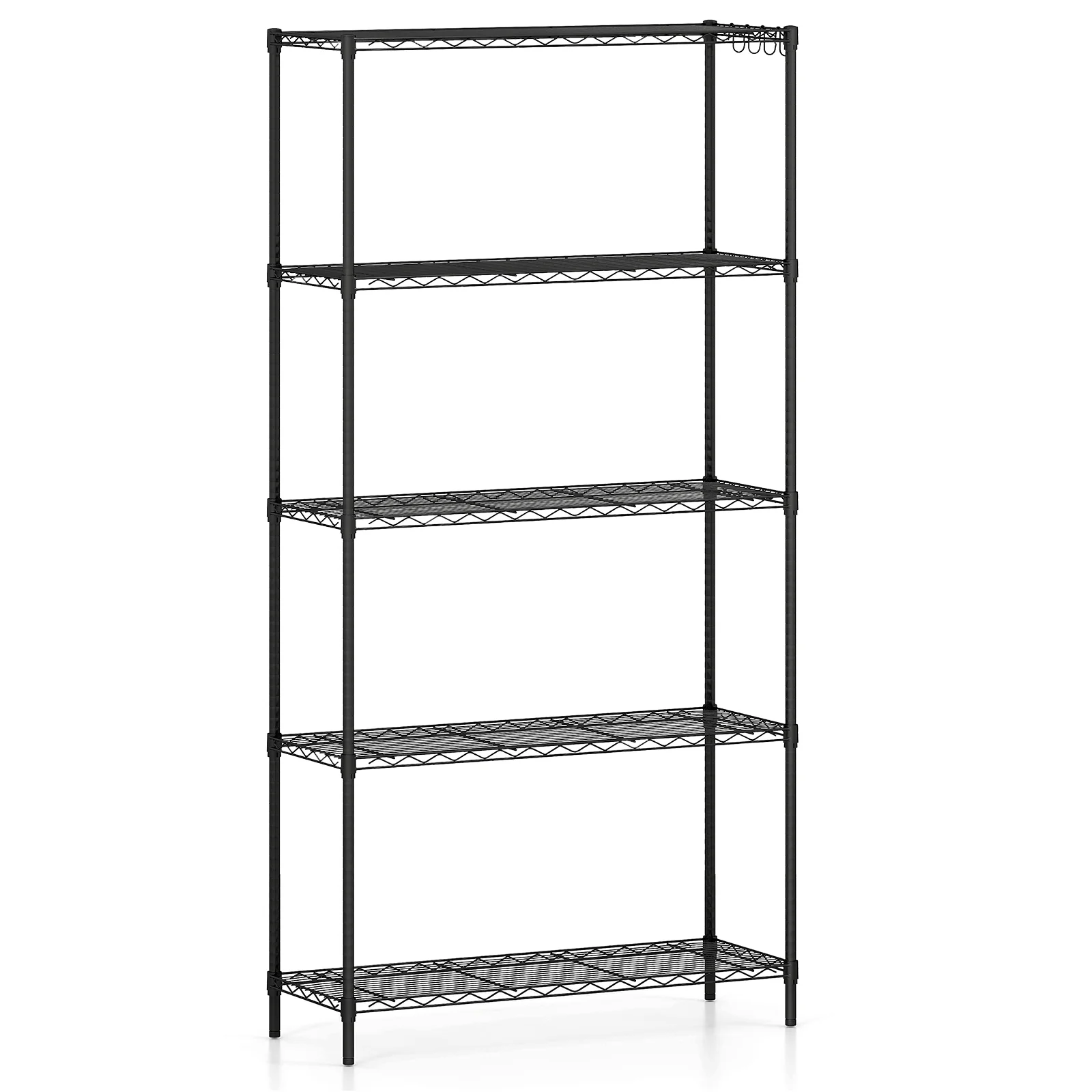 5-Tier Metal Storage Shelving Unit with V-Shaped Wire Rack and 1250 LBS Capacity-DK, Black