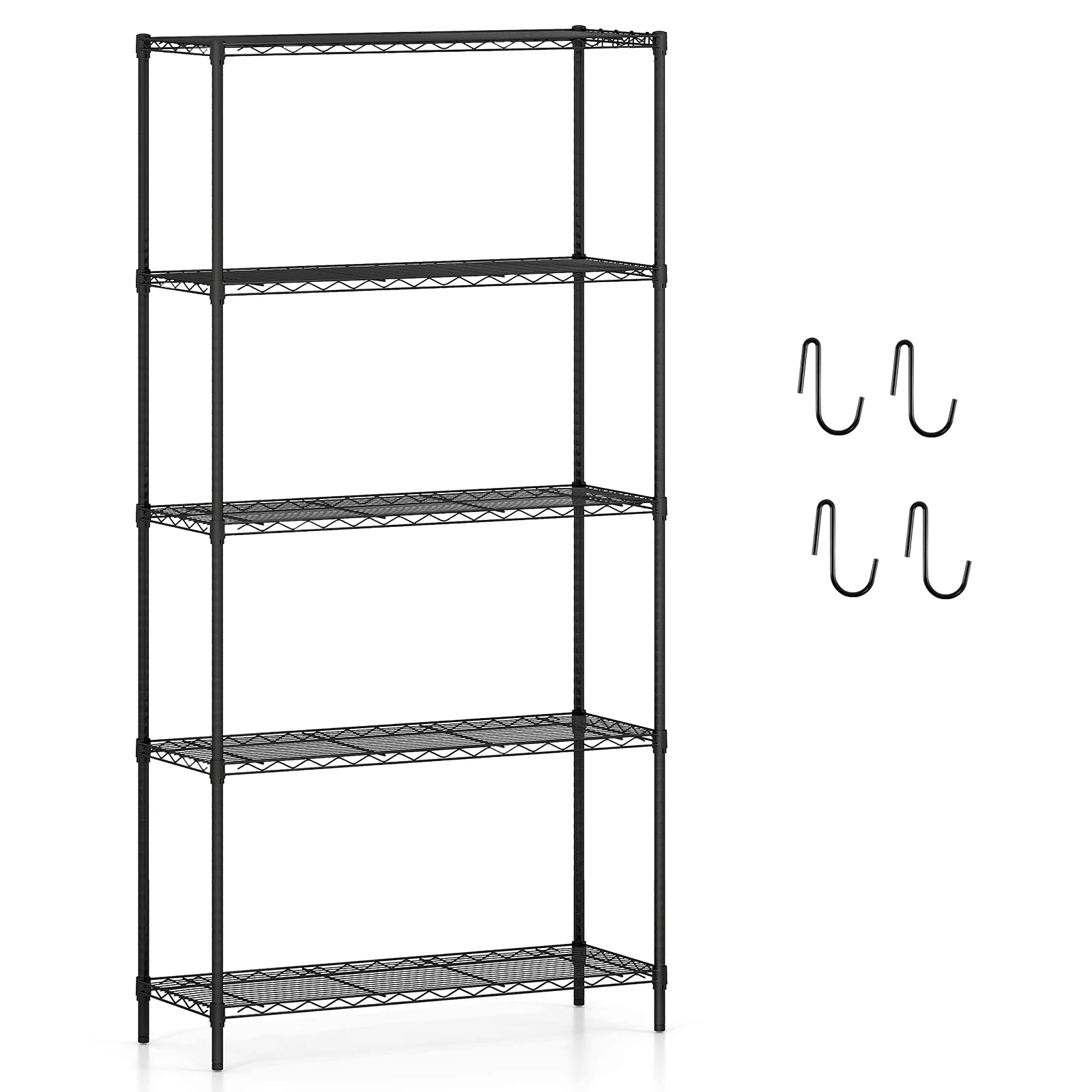 5-Tier Metal Storage Shelving Unit with V-Shaped Wire Rack and 1250 LBS Capacity-DK, Black - Image 5