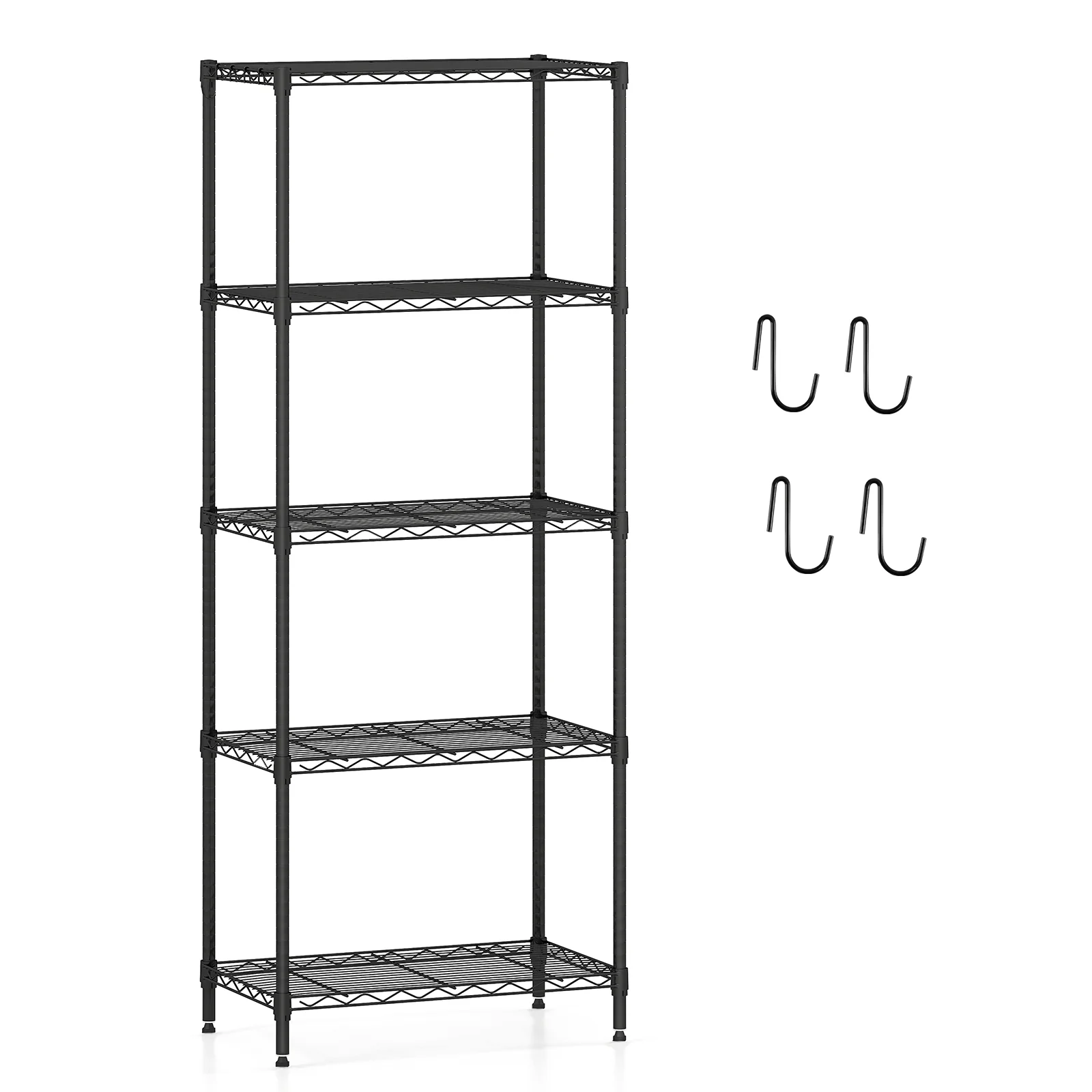 5-Tier Metal Storage Shelving Unit with V-Shaped Wire Rack and 750 LBS Capacity-DK, Black - Image 4