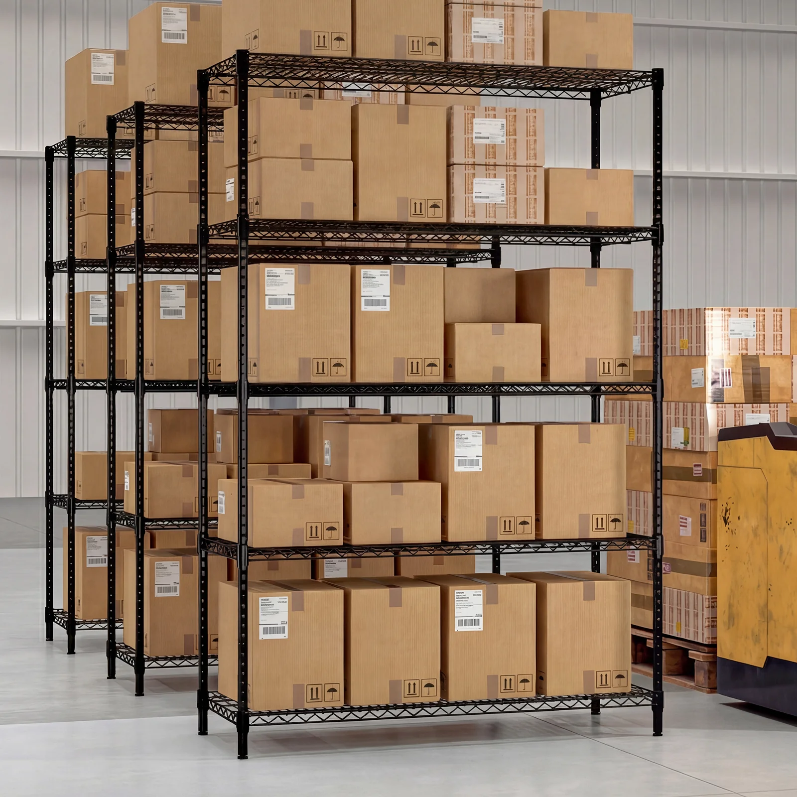 5-Tier Metal Storage Shelving Unit with V-Shaped Wire Rack-DK, Black - Image 2