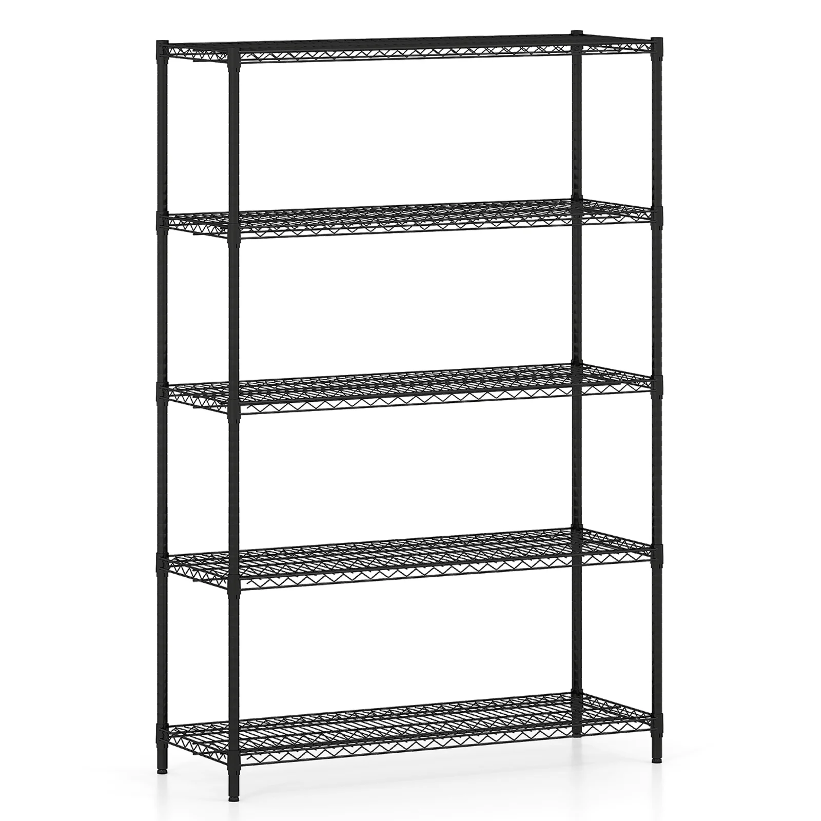 5-Tier Metal Storage Shelving Unit with V-Shaped Wire Rack-DK, Black - Image 4
