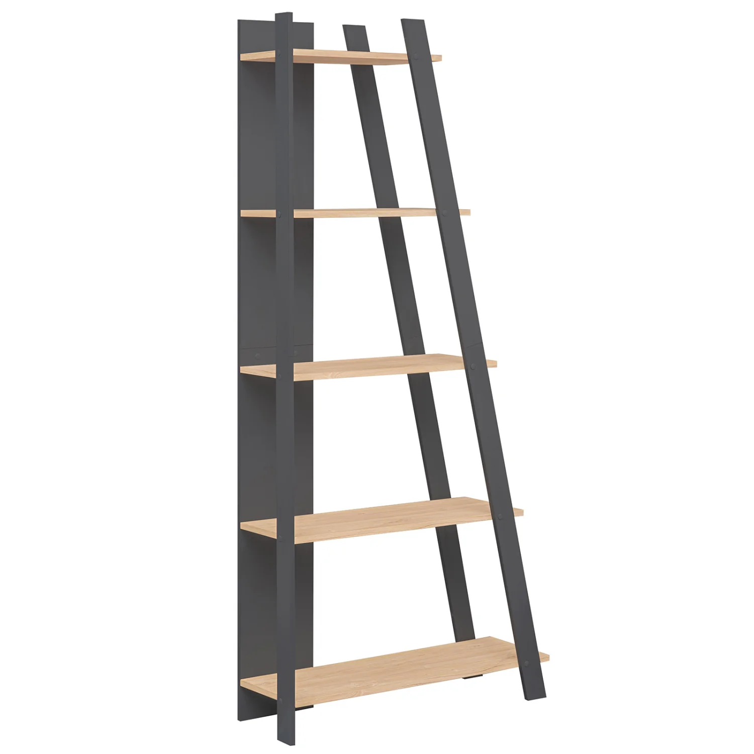 5-Tier Modern Bookshelf Narrow Vertical Display Shelf for Small Space, Gray