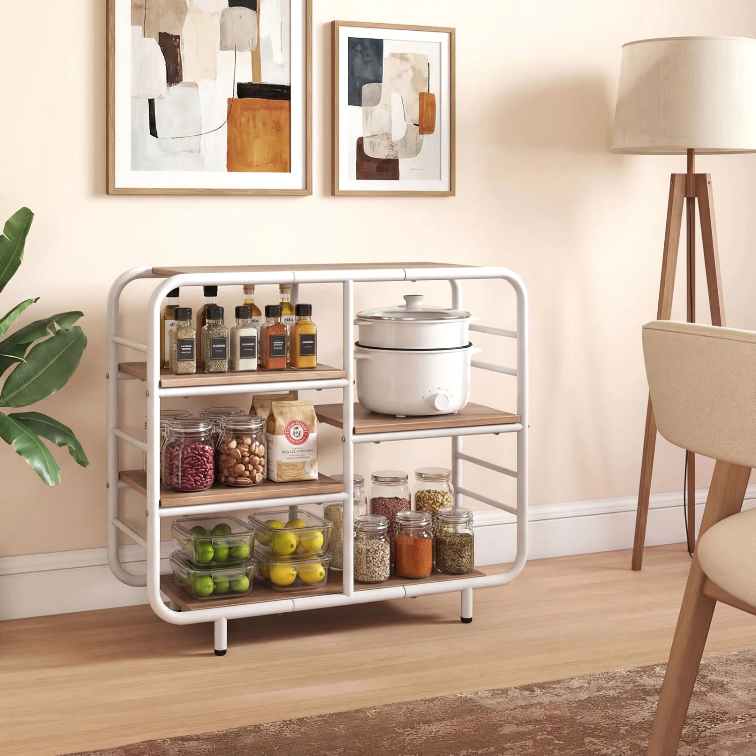 5-Tier Open Book Shelf, Metal Frame, Natural - Image 3