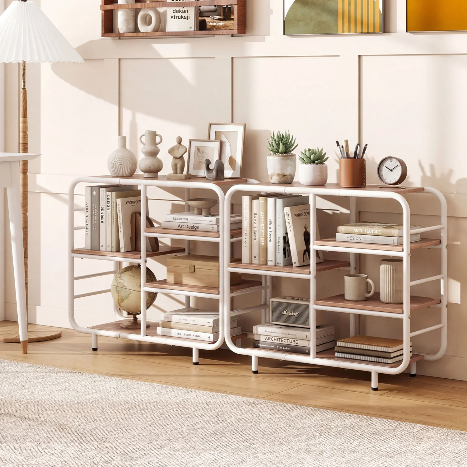 5-Tier Open Book Shelf, Metal Frame, Natural - Image 7
