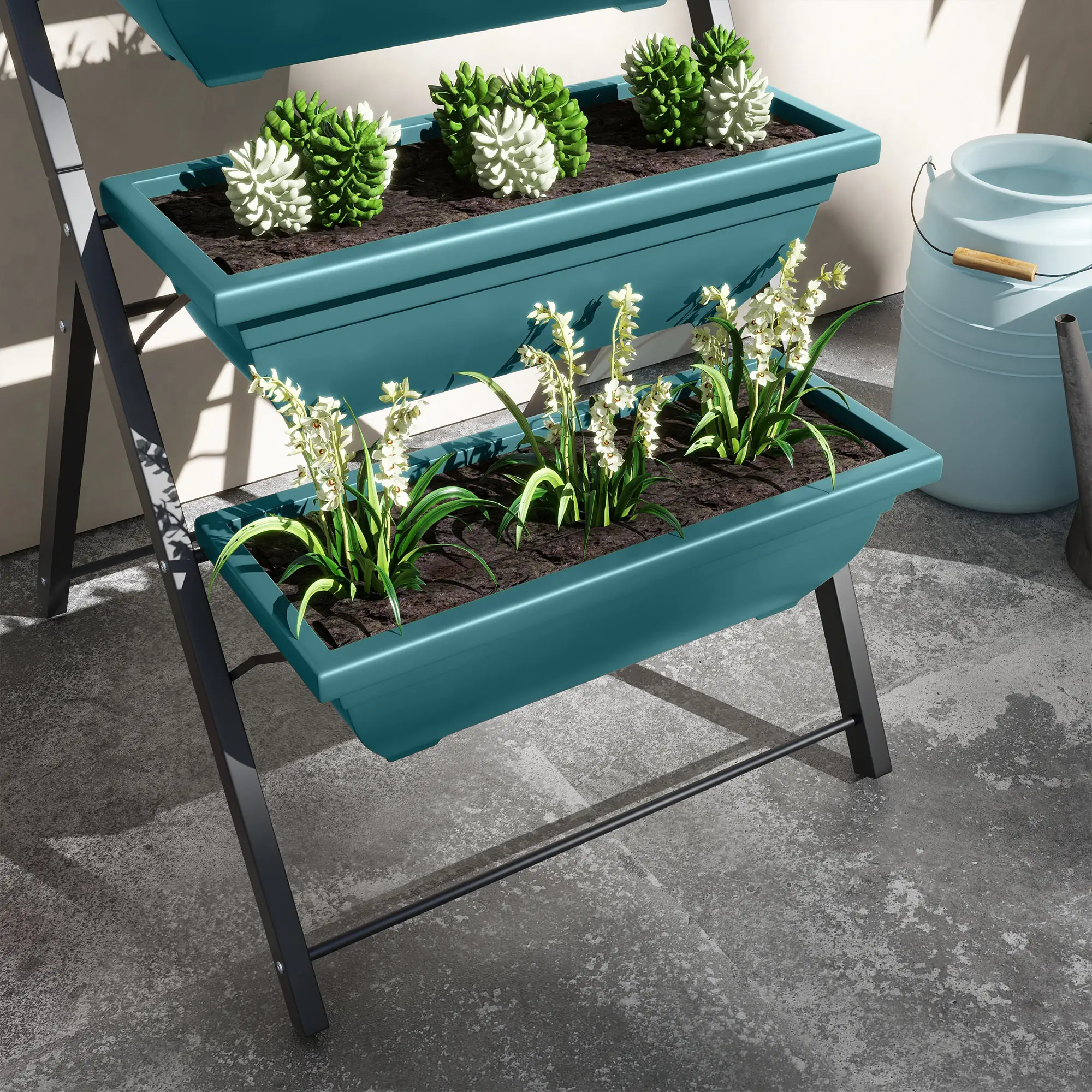 5-Tier Raised Garden Bed, 5 Planter Box, Outdoor Plant Stand, Green - Image 9