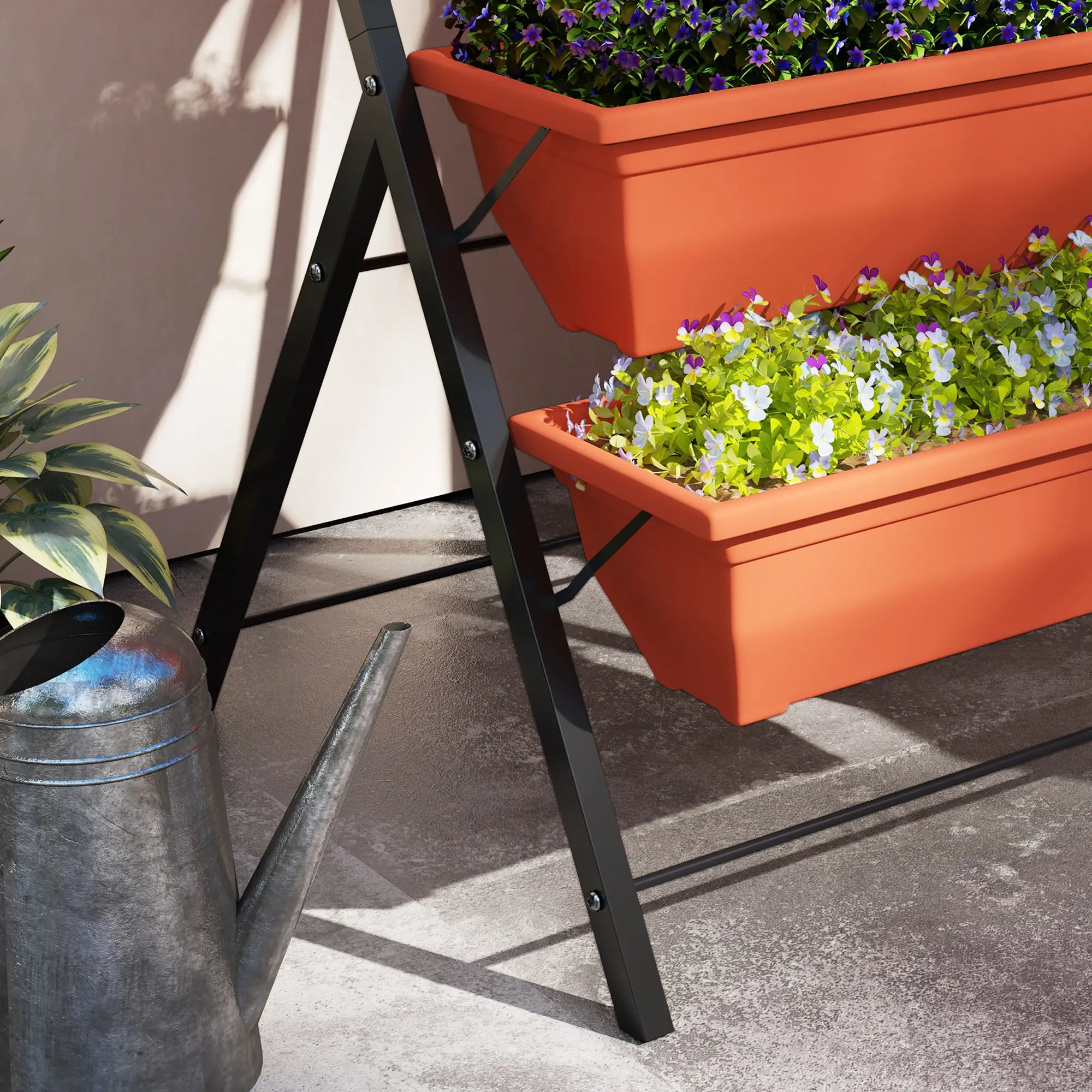 5-Tier Raised Garden Bed, Plant Stand, Flower Pots, Leaking Holes, Red - Image 10