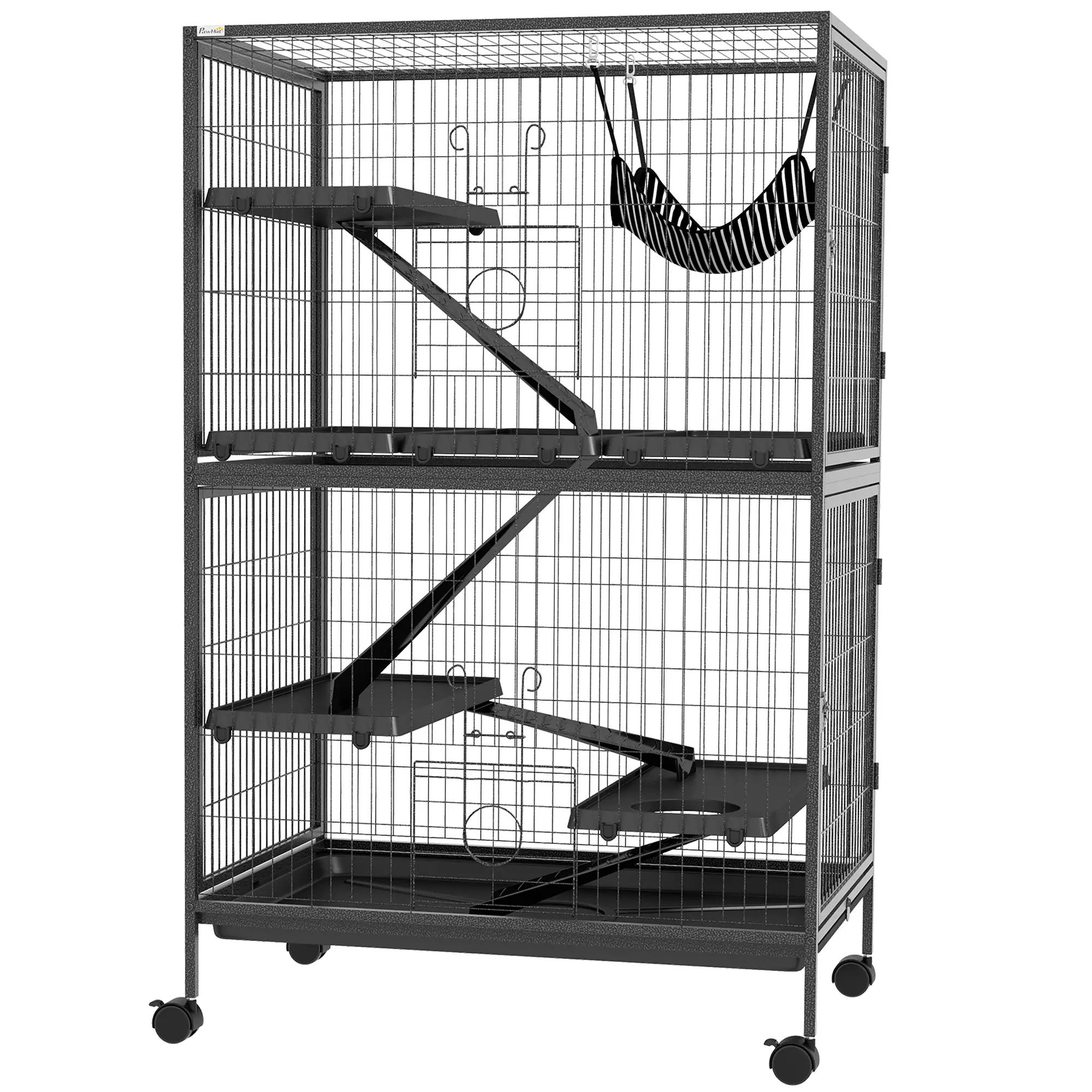 5-Tier Rolling Small Animal Cage, Guinea Pig Cage, Ferret Cage, Grey