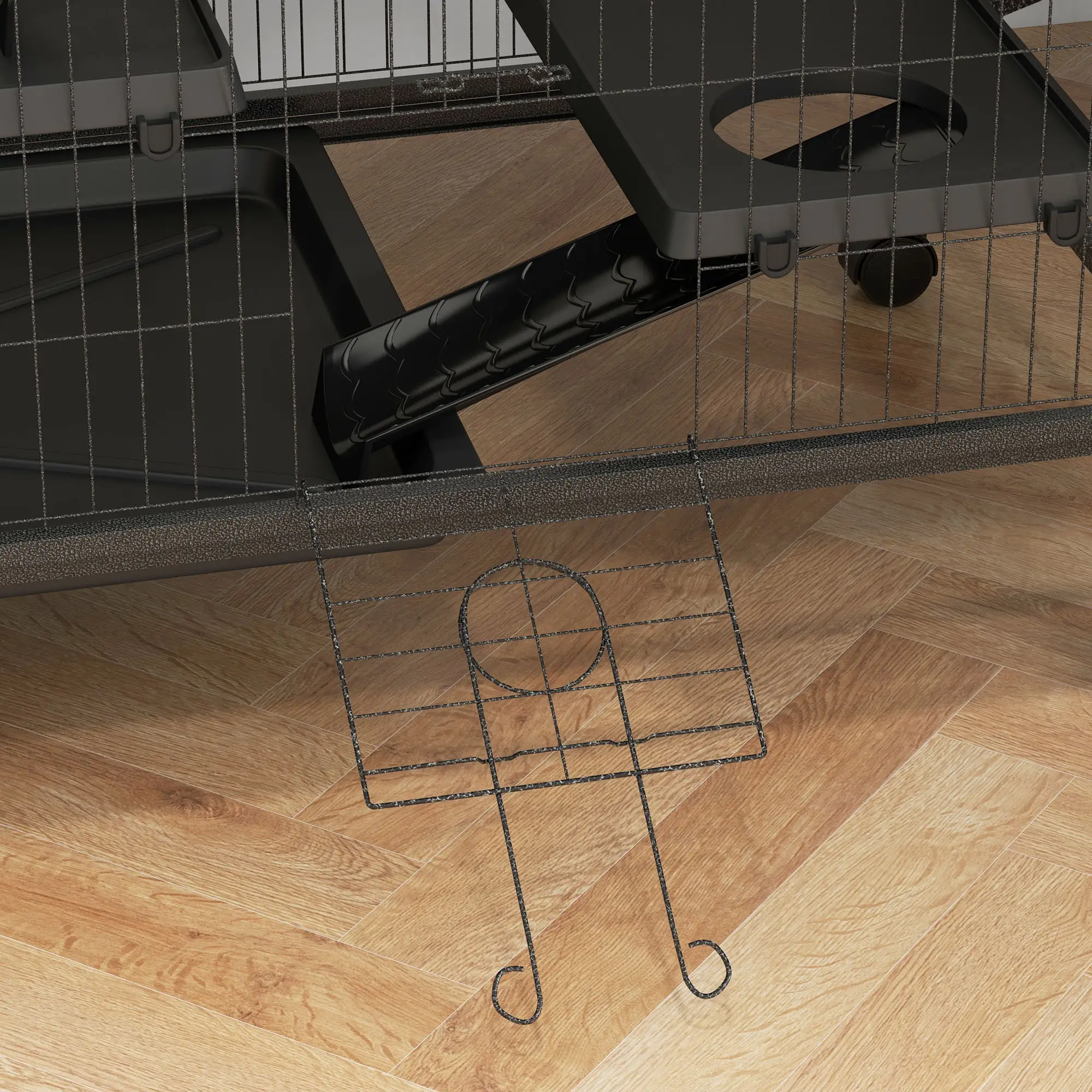 5-Tier Rolling Small Animal Cage, Guinea Pig Cage, Ferret Cage, Grey - Image 10