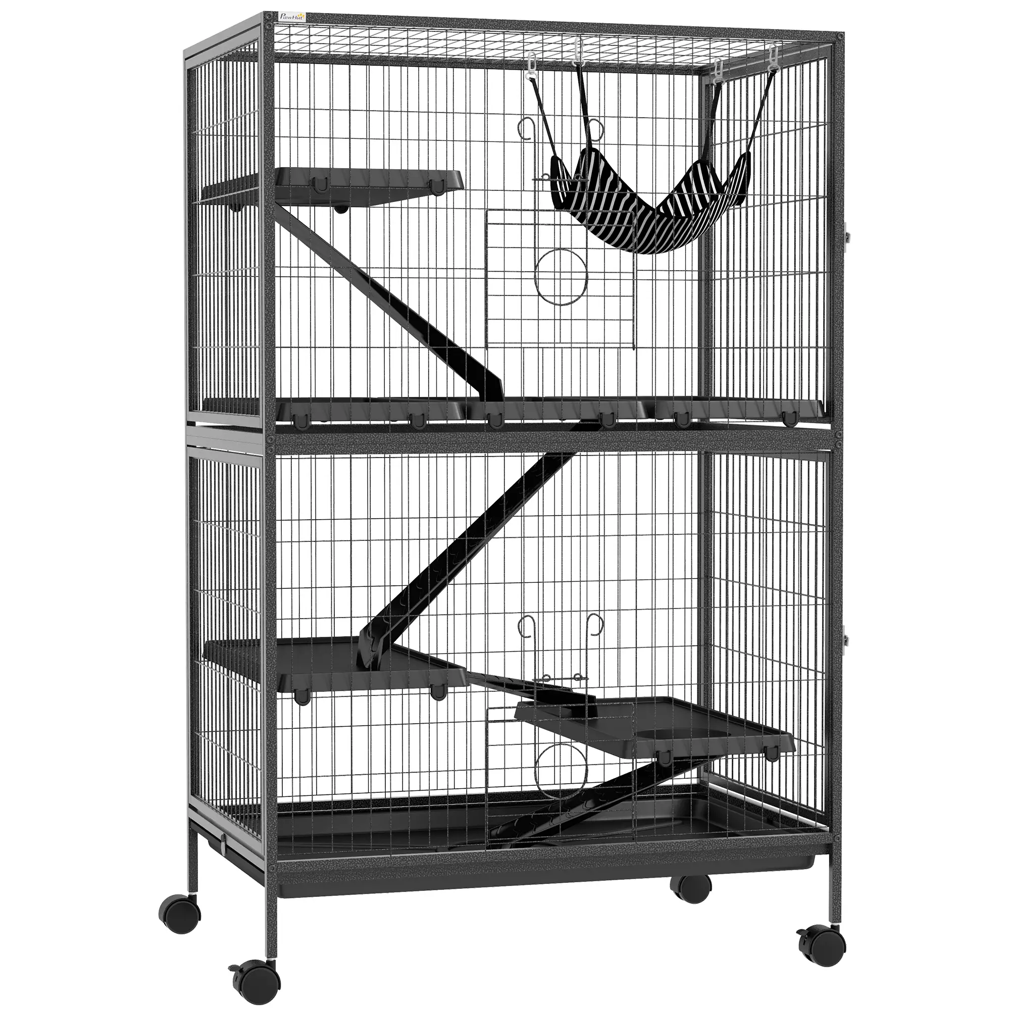 5-Tier Rolling Small Animal Cage, Guinea Pig Cage, Ferret Cage, Grey - Image 11