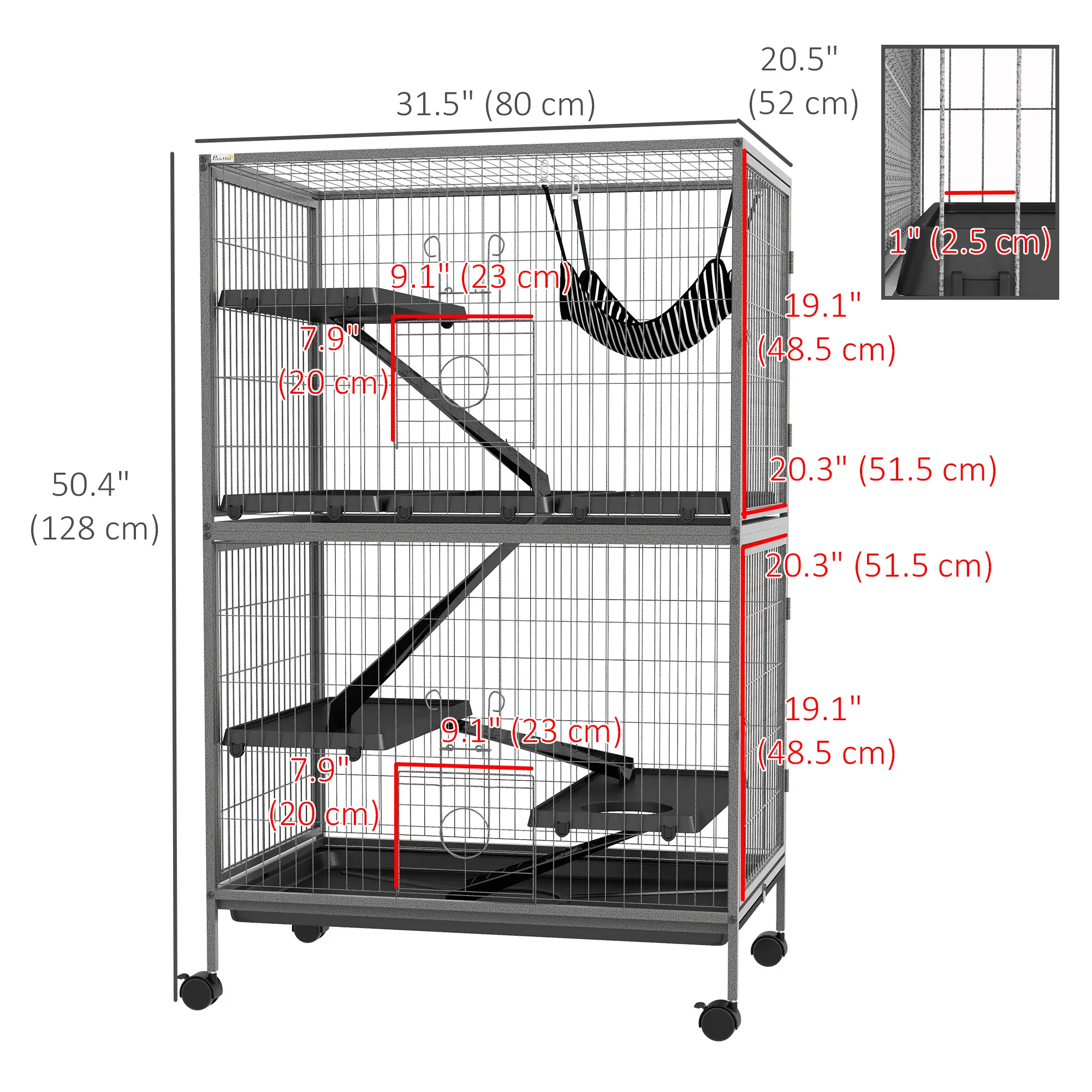 5-Tier Rolling Small Animal Cage, Guinea Pig, Ferret, Chinchilla, Rabbit - Image 3