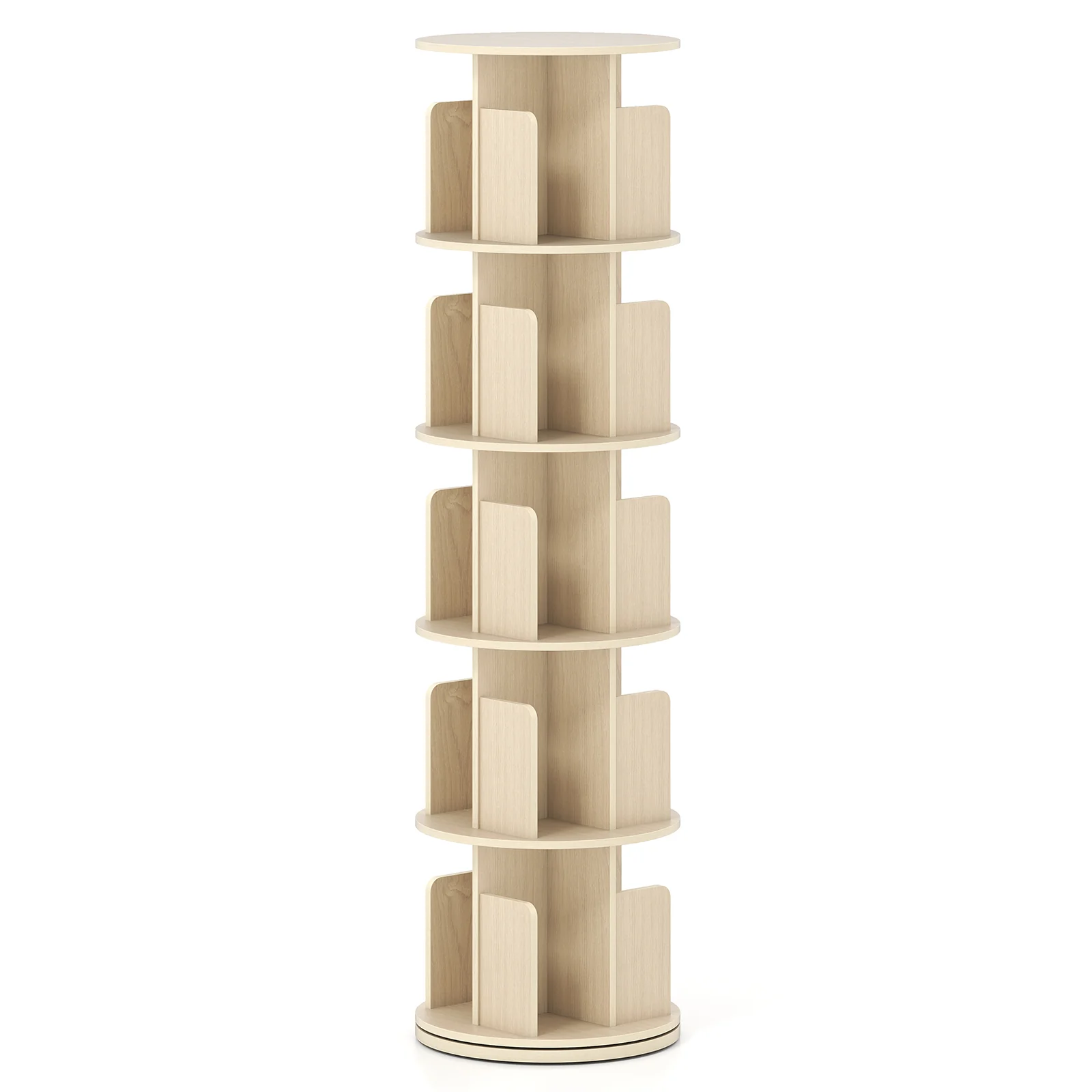5-Tier Rotating Bookshelf, 360° Display Rack, Natural - Image 5
