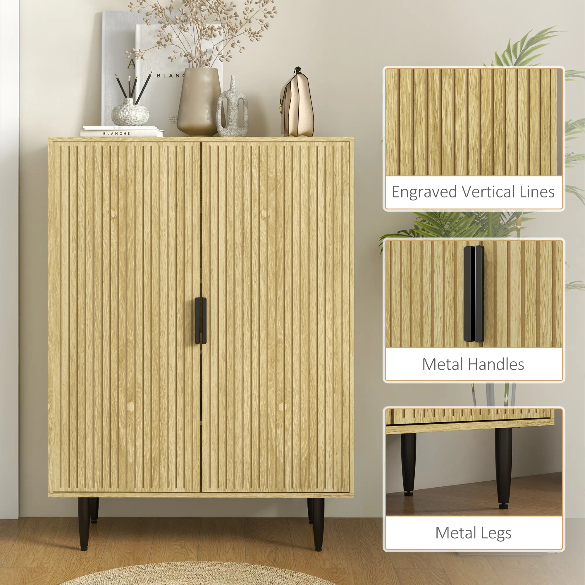 5-Tier Shoe Cabinet, Adjustable Shelves, 15 Pair Storage, Oak - Image 6