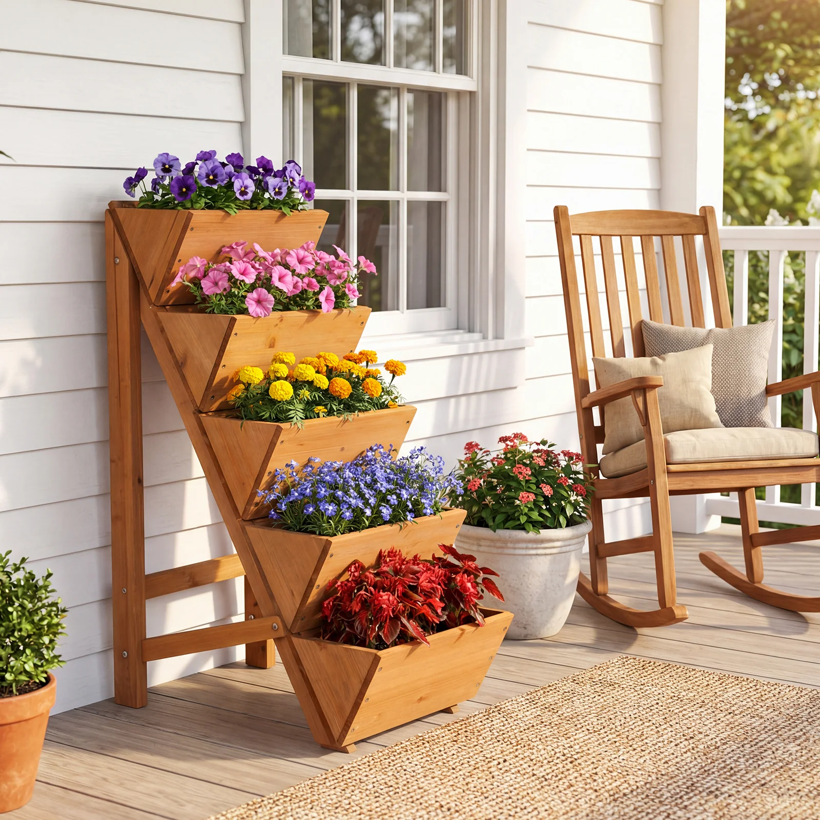 5-Tier Vertical Raised Garden Bed, Elevated Planter Box With Legs, Orange - Image 2