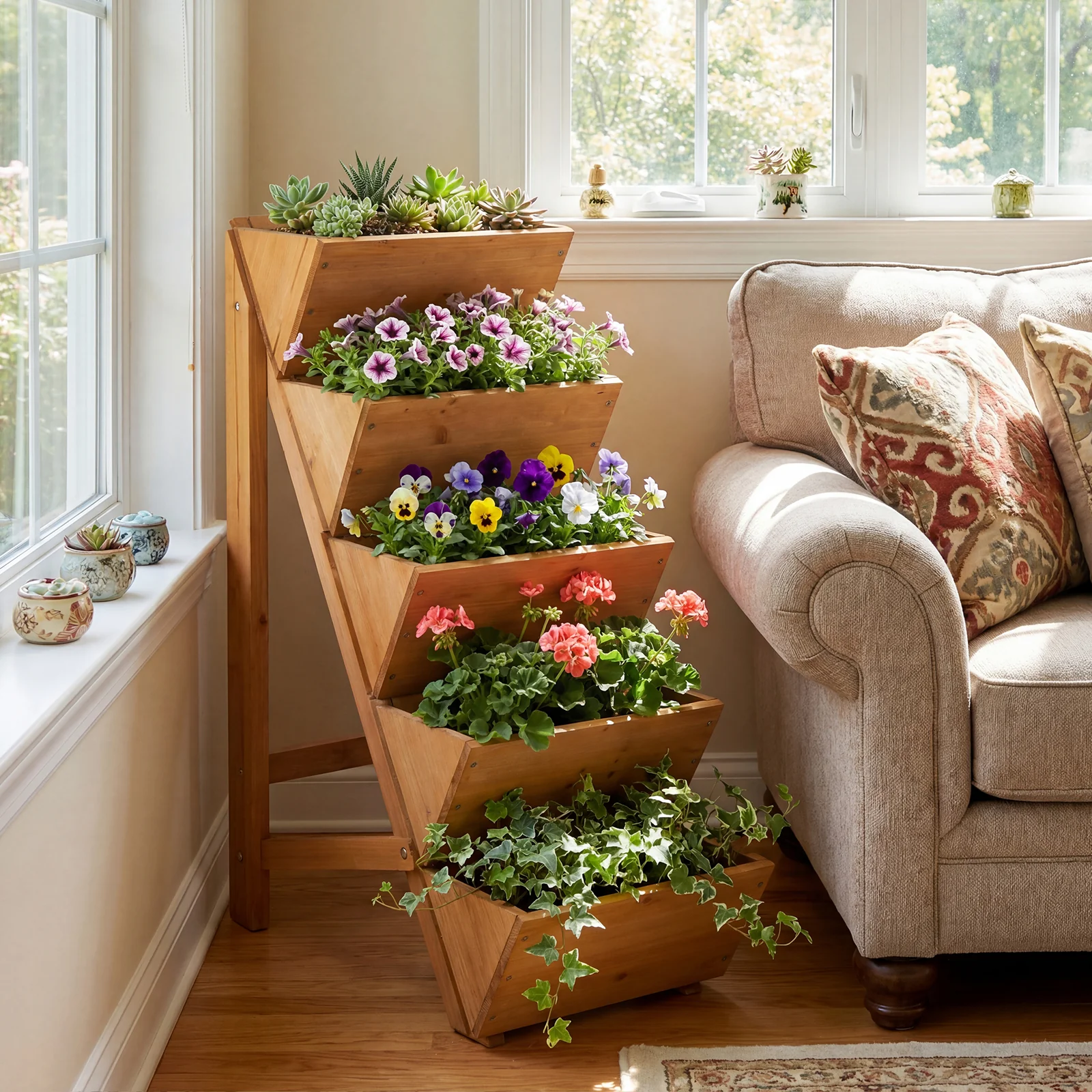 5-Tier Vertical Raised Garden Bed, Elevated Planter Box With Legs, Orange - Image 3
