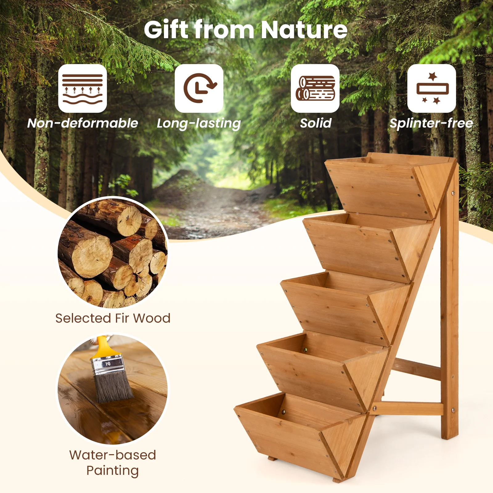 5-Tier Vertical Raised Garden Bed, Elevated Planter Box With Legs, Orange - Image 7