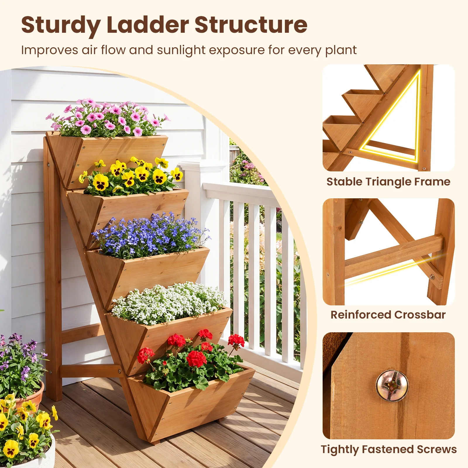 5-Tier Vertical Raised Garden Bed, Elevated Planter Box With Legs, Orange - Image 9