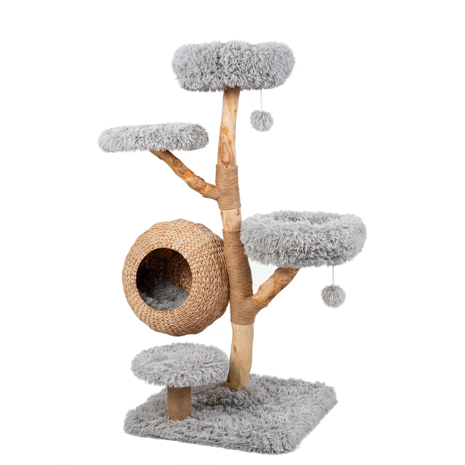 5-Tier Wooden Cat Tree, Gray