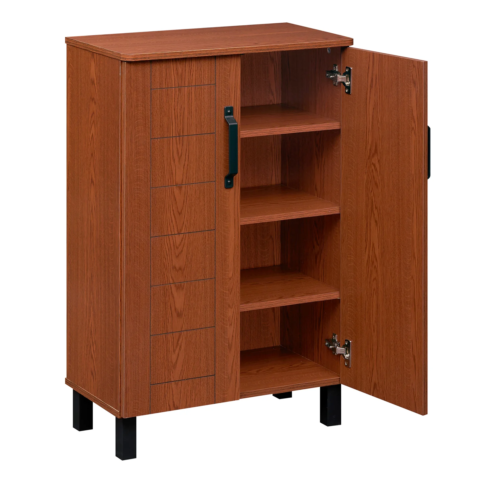 5-Tier Wooden Shoe Storage Cabinet, Freestanding Shoe Rack Organizer, Brown