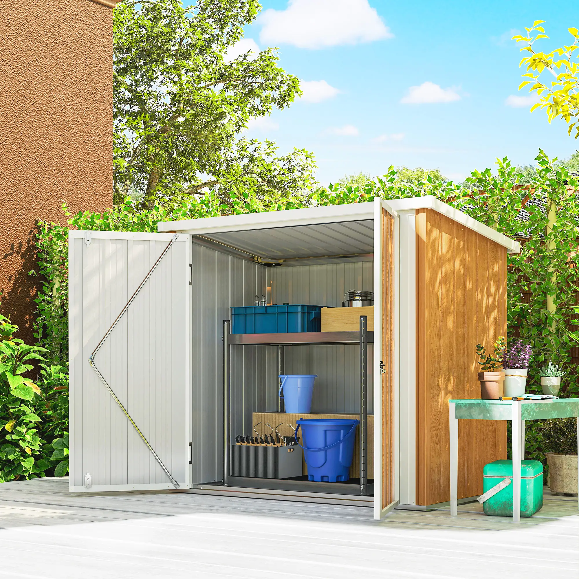5' x 3' Metal Garden Storage Shed, Double Doors For Backyard - Image 2
