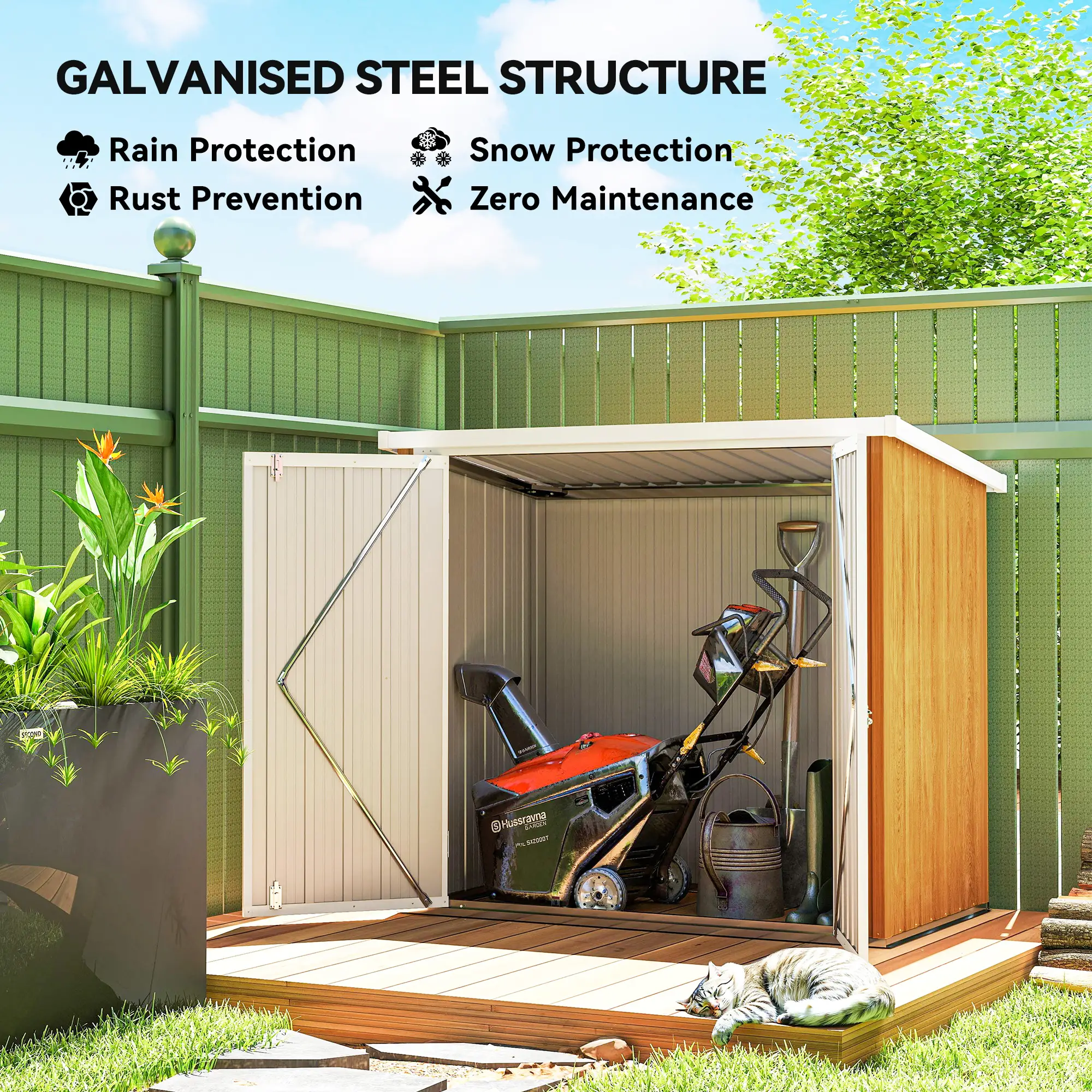 5' x 3' Metal Garden Storage Shed, Double Doors For Backyard - Image 4
