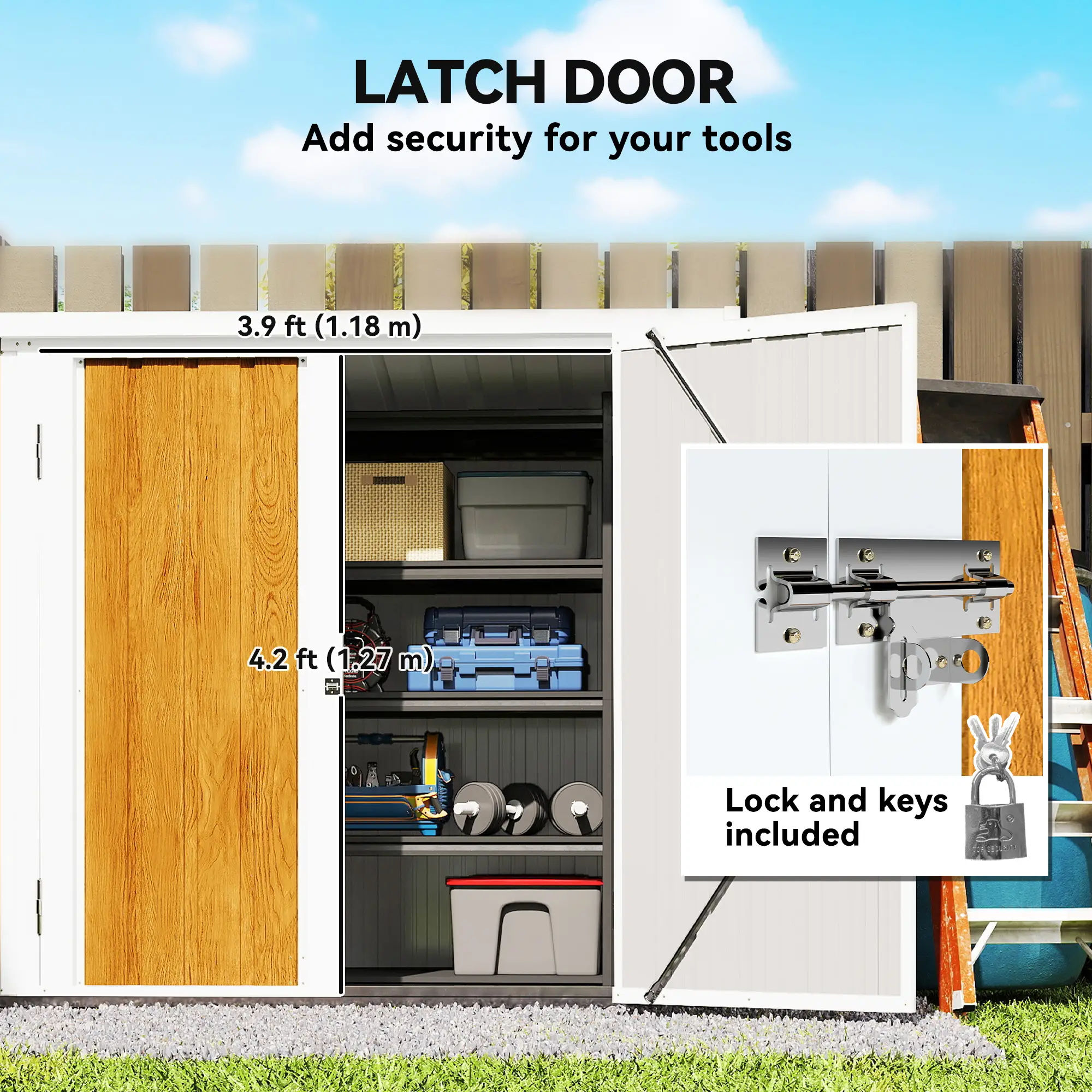 5' x 3' Metal Garden Storage Shed, Double Doors For Backyard - Image 5